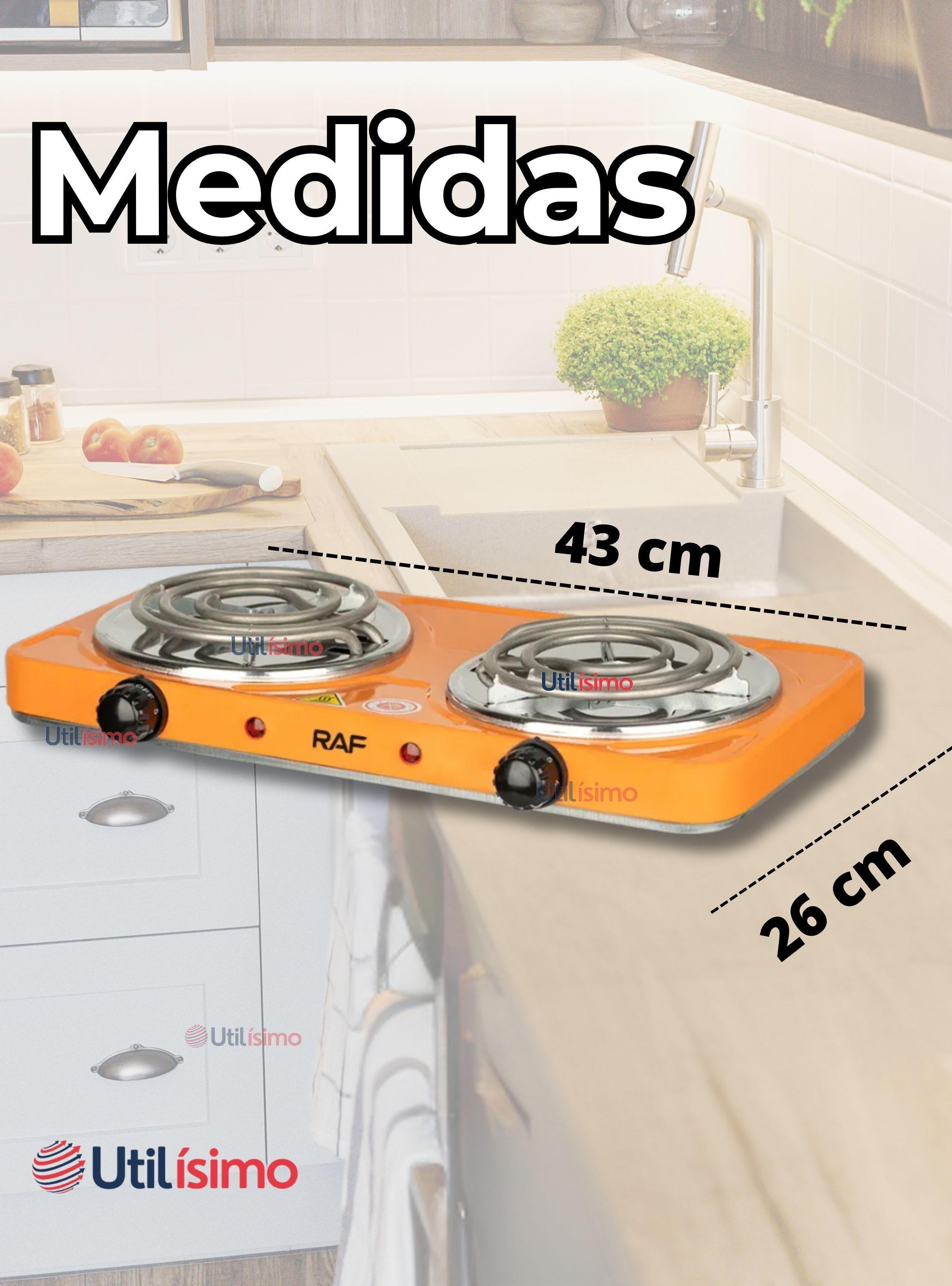 Cocina Eléctrica 2 Platos 2000W Cocinilla Portátil Color Naranja-2