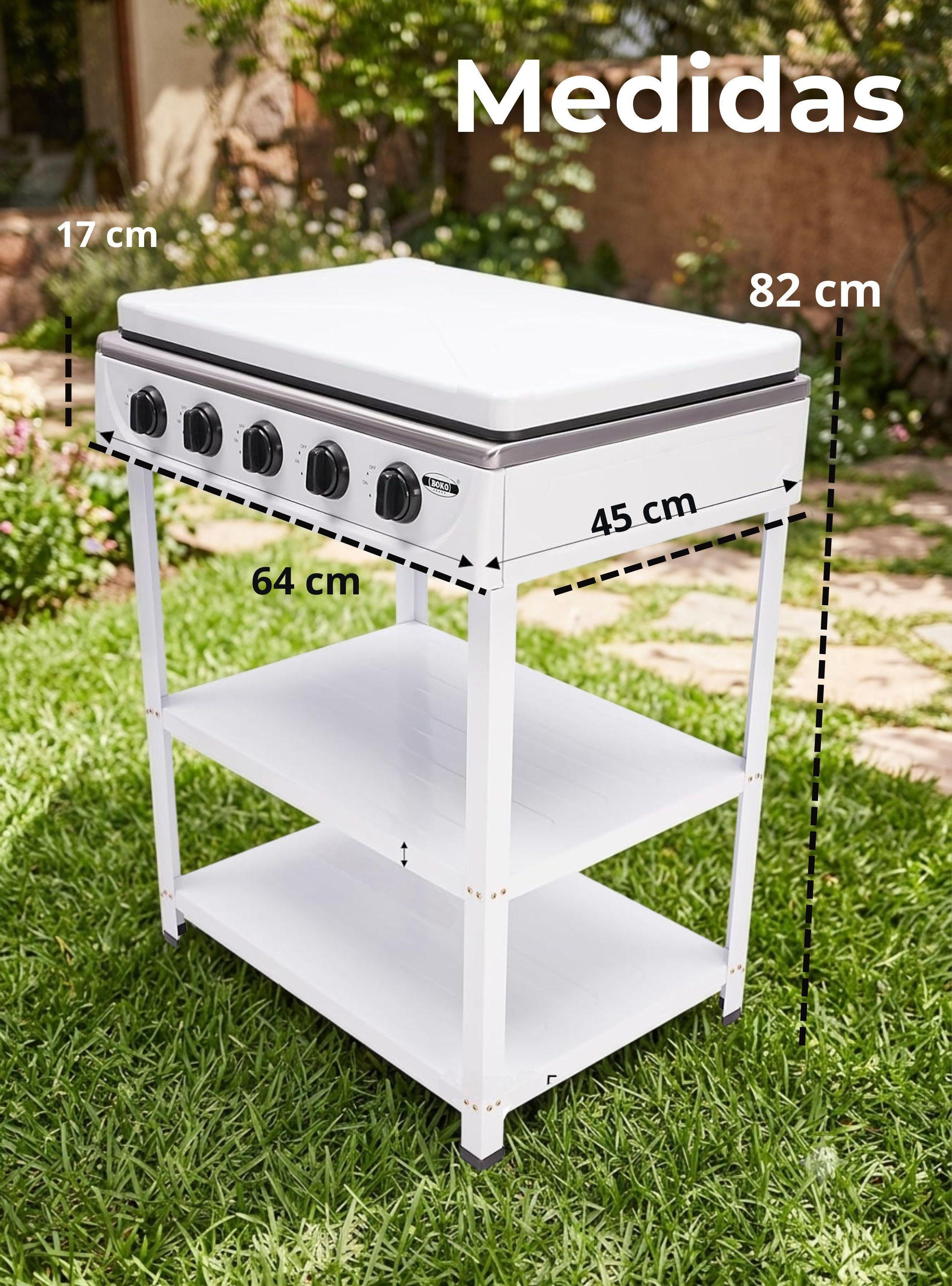 Cocina Encimera a Gas Licuado 5 Platos con Mesa Cocinilla Blanco-3