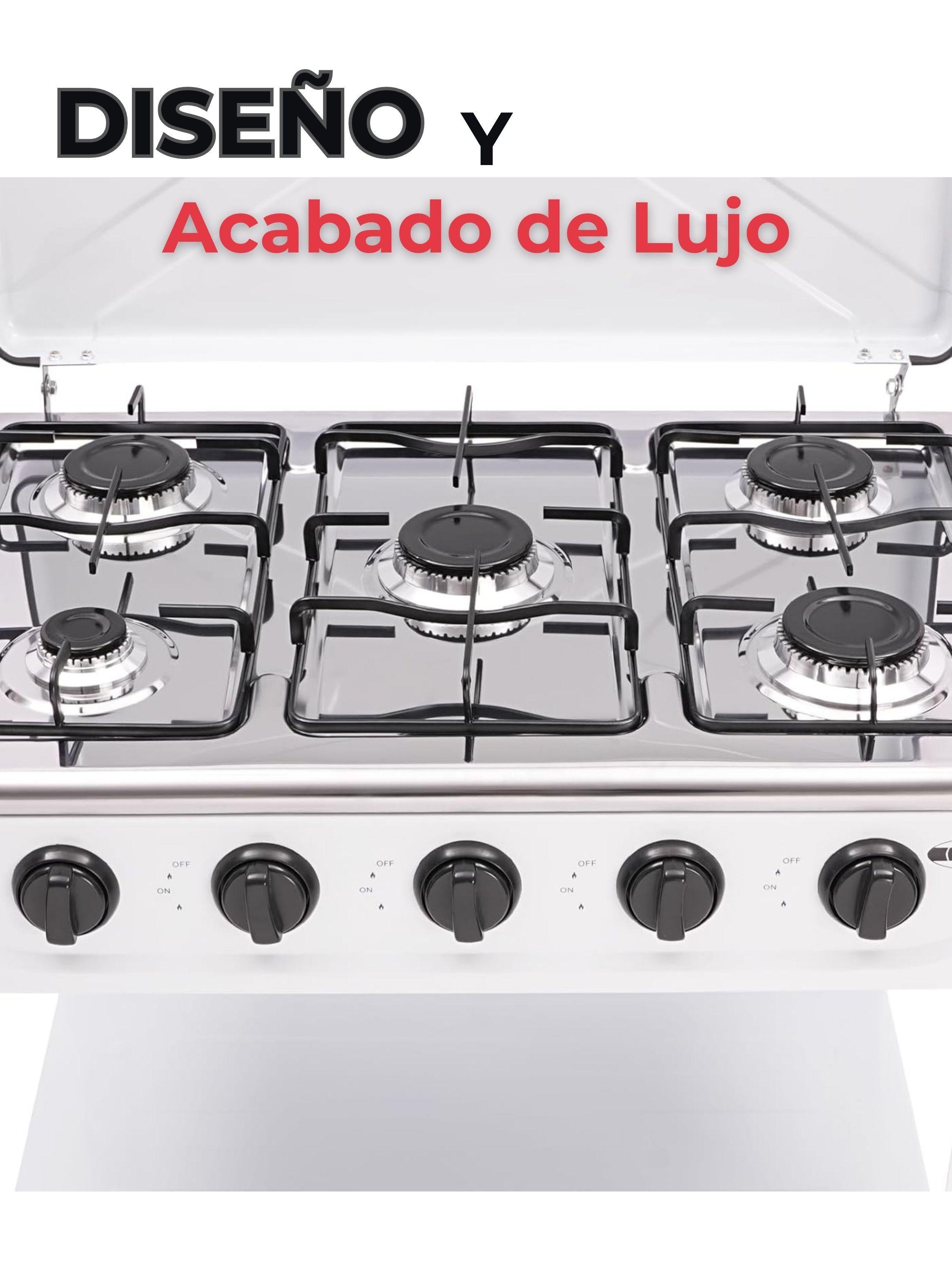 Cocina Encimera a Gas Licuado 5 Platos con Mesa Cocinilla Blanco-6