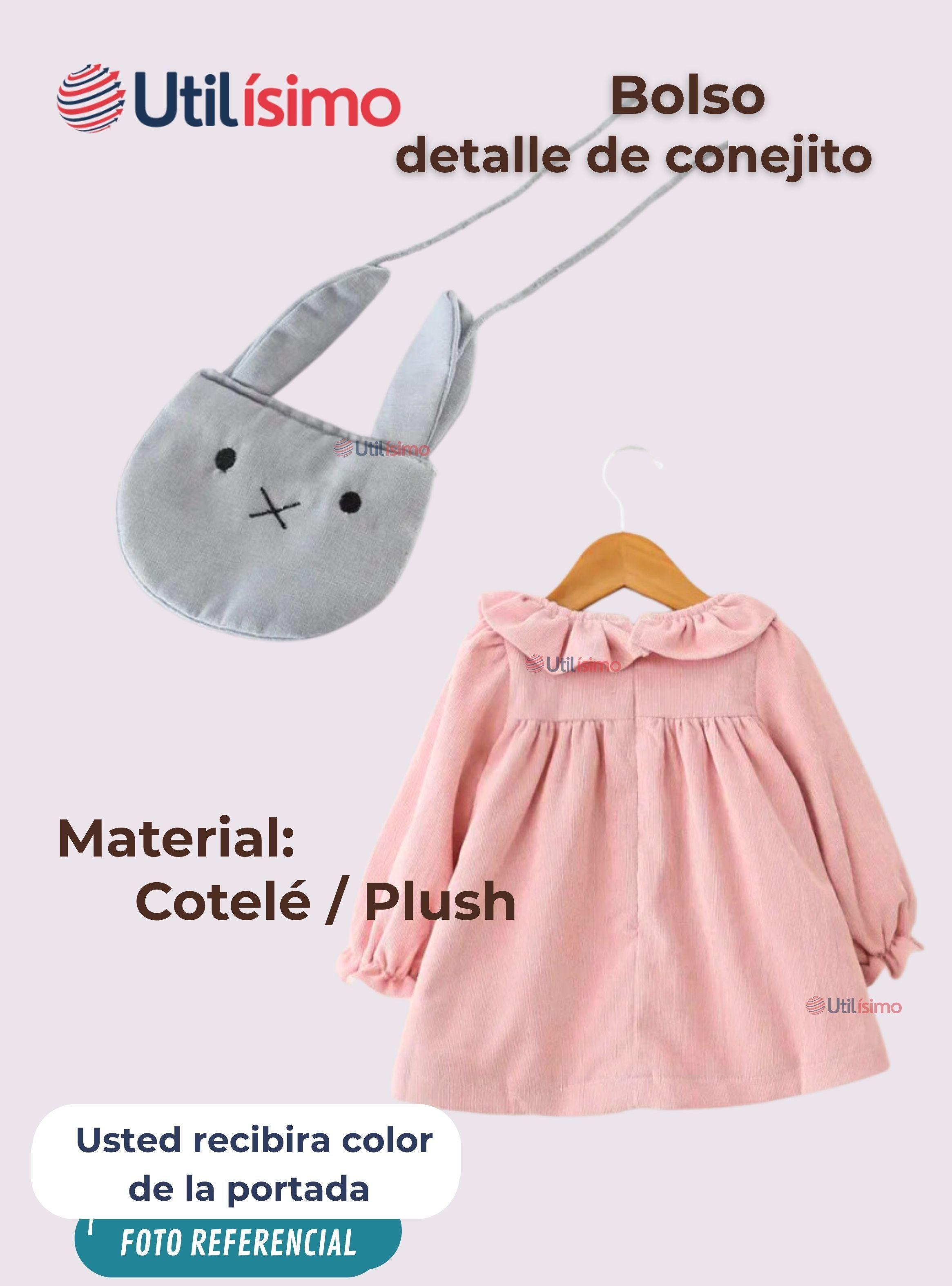 Vestido De Cotelé Con Bolso Conejo Forrado En Plush Niña Rojo-4