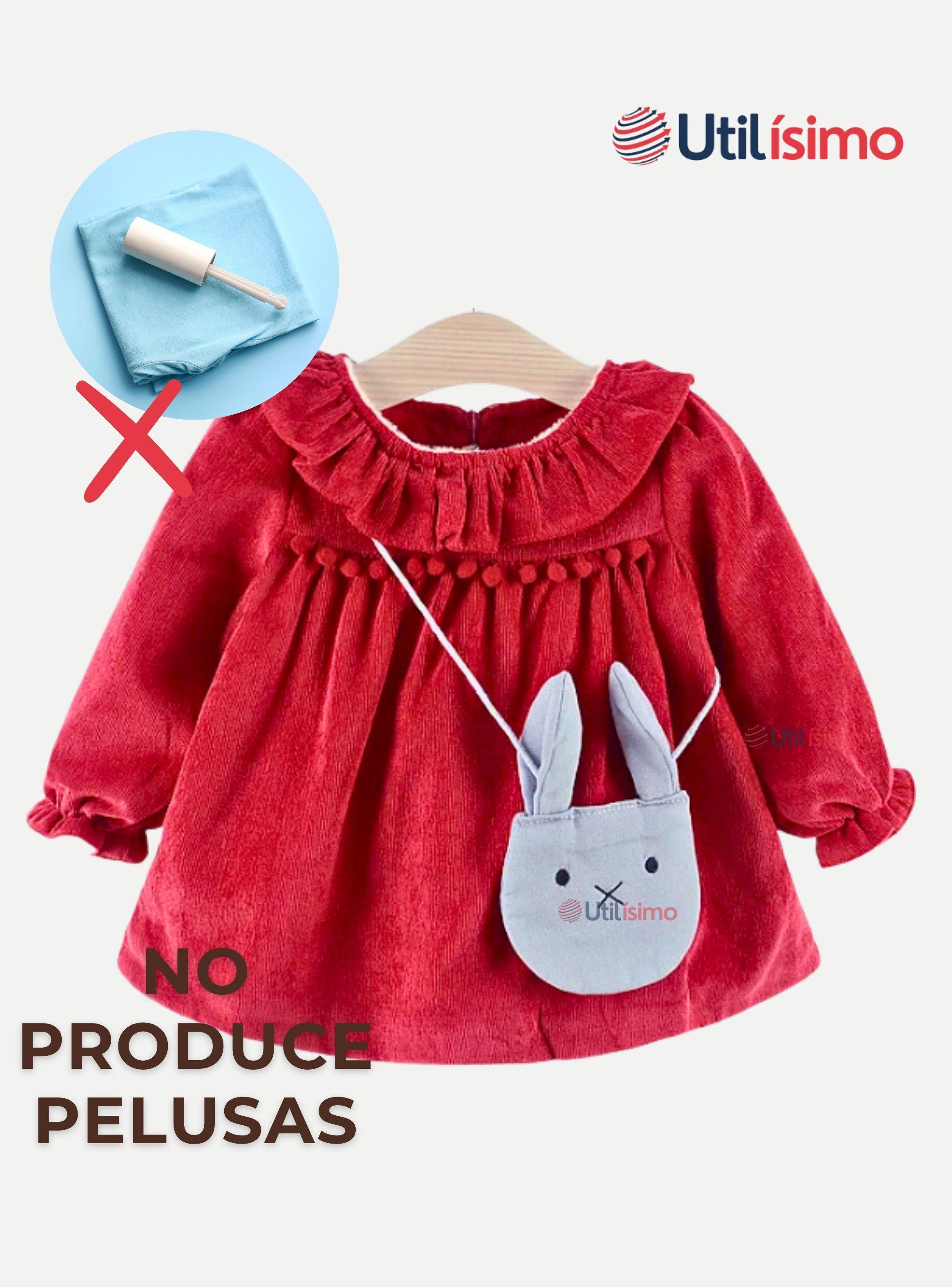 Vestido De Cotelé Con Bolso Conejo Forrado En Plush Niña Rojo-6