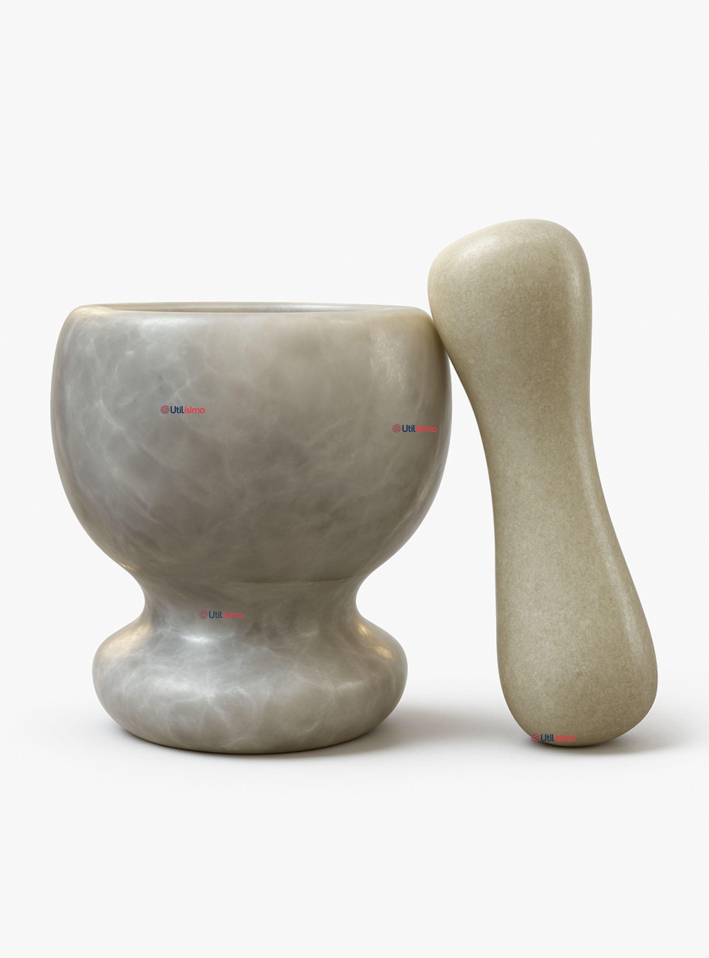 Mortero De Piedra Mármol Natural Pulido Para Moler las Especies -0