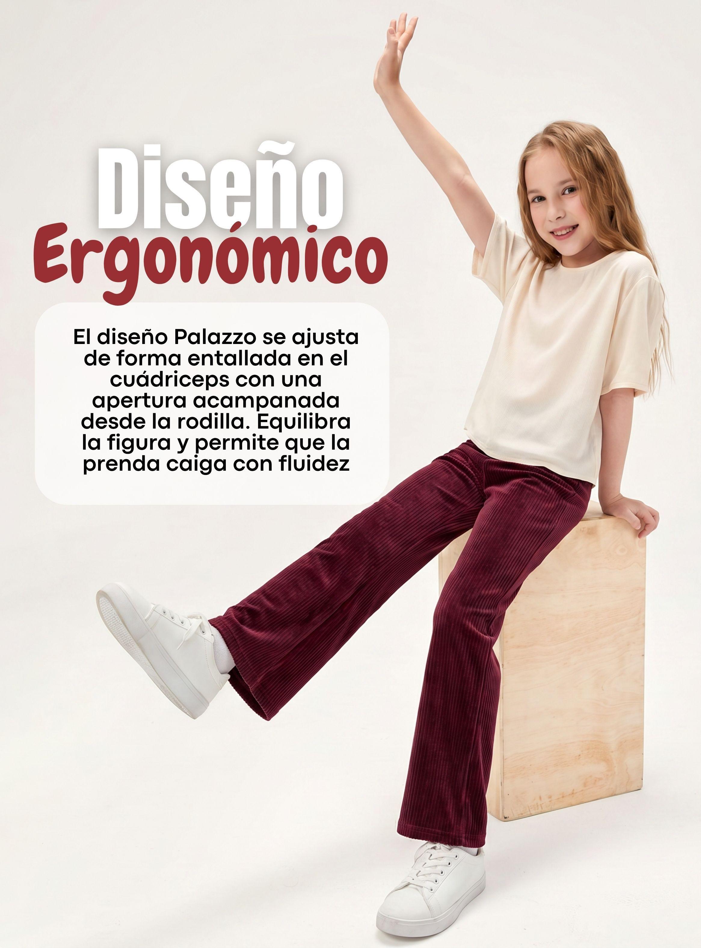 Pantalón Palazzo Niña Polar Con Chiporro Calzas Térmica Elasticada Burdeo-6