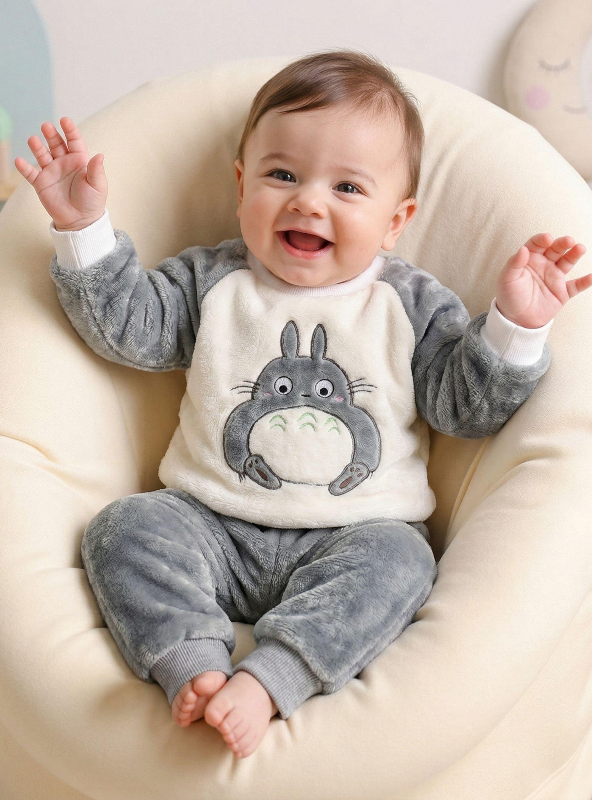 Conjunto Buzo Polerón Frizado 2 Piezas Niño Bebe Corderito Liso White Bunny-0