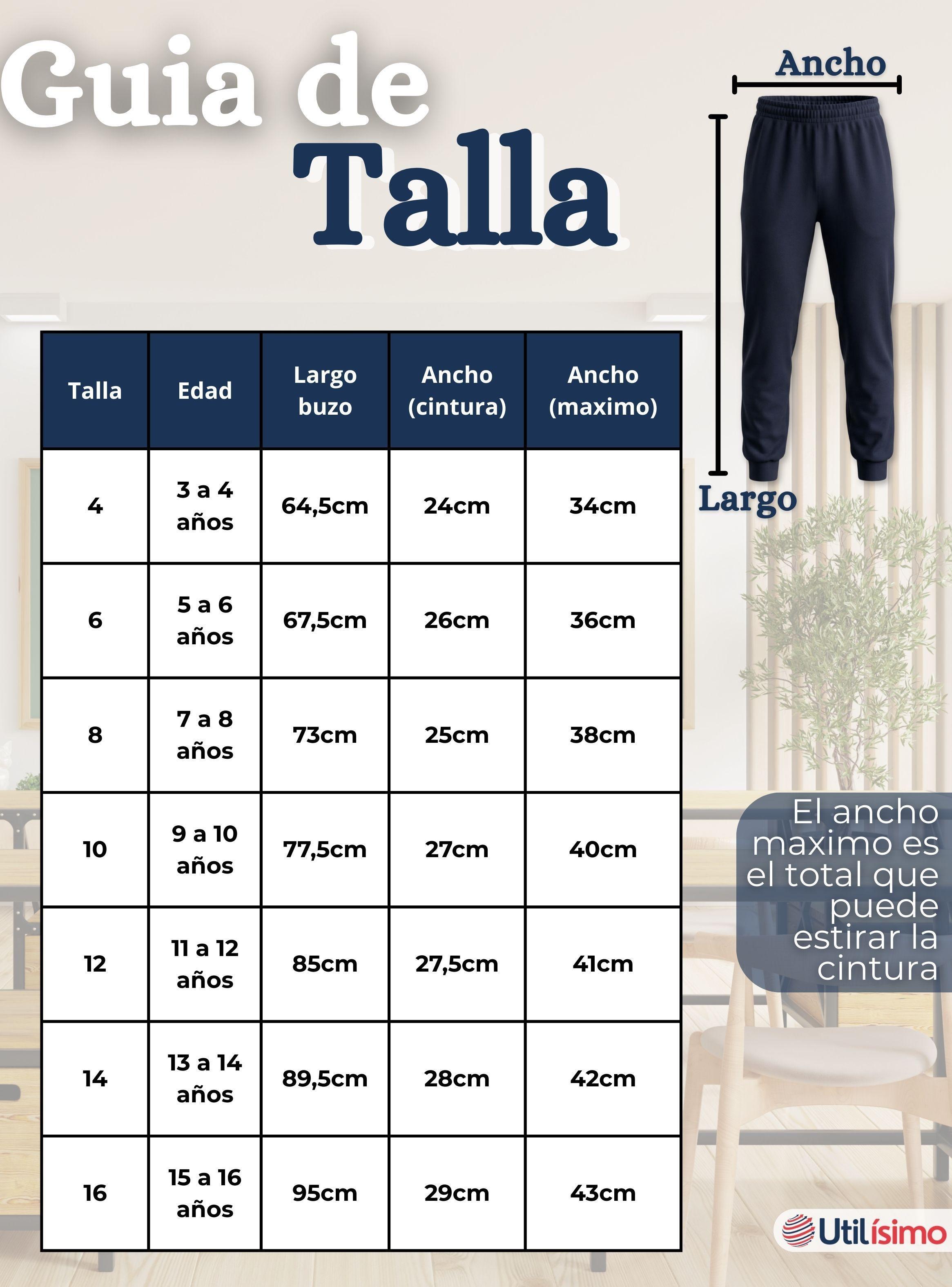 Buzo Pantalon Escolar Niños Unisex 100% Algodón Azul de Bota Acanalada 3 a 16 años-3