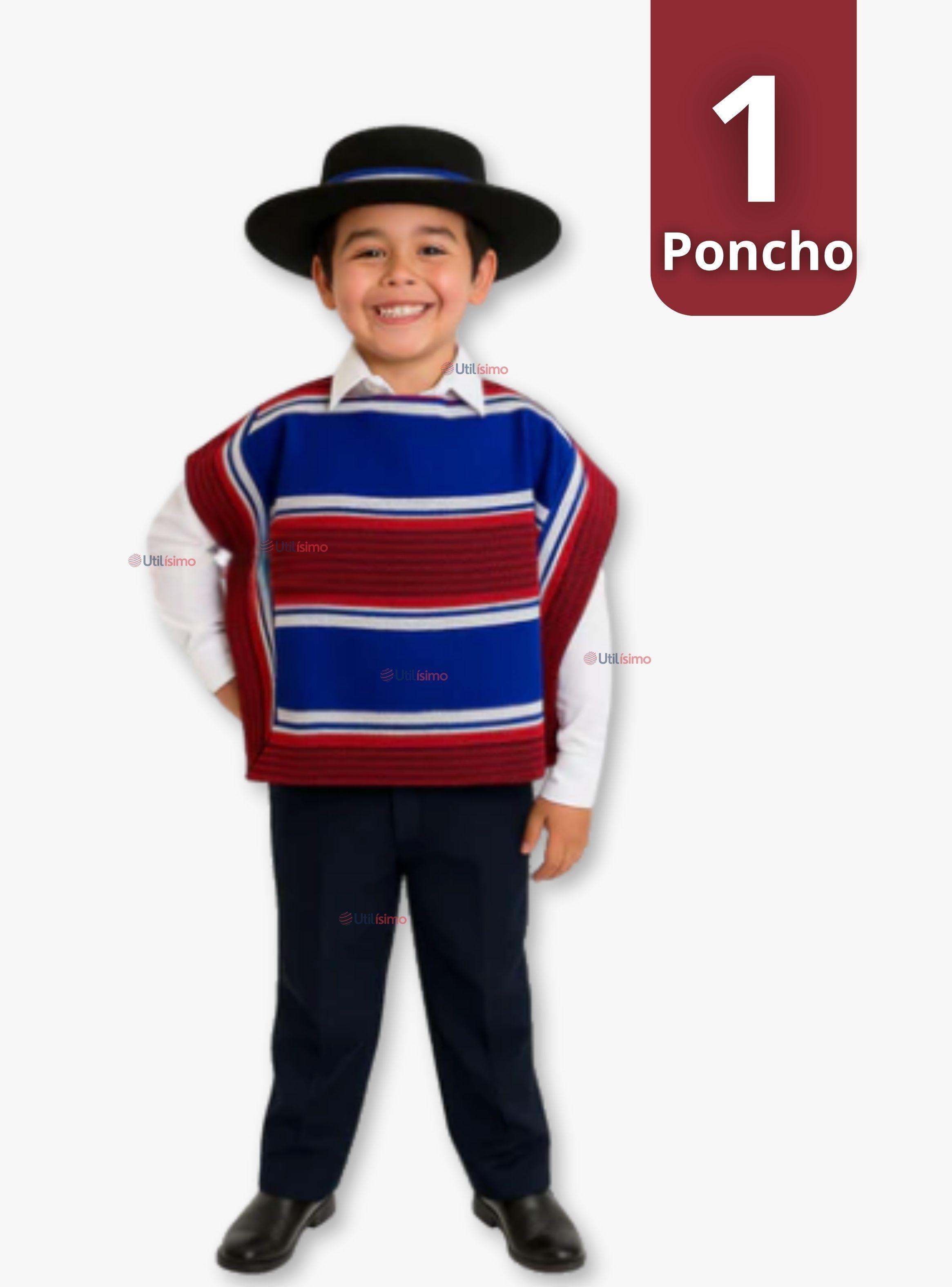Poncho Manta Huaso Cueca Fiestas Patrias Para Niños Traje Típico-0