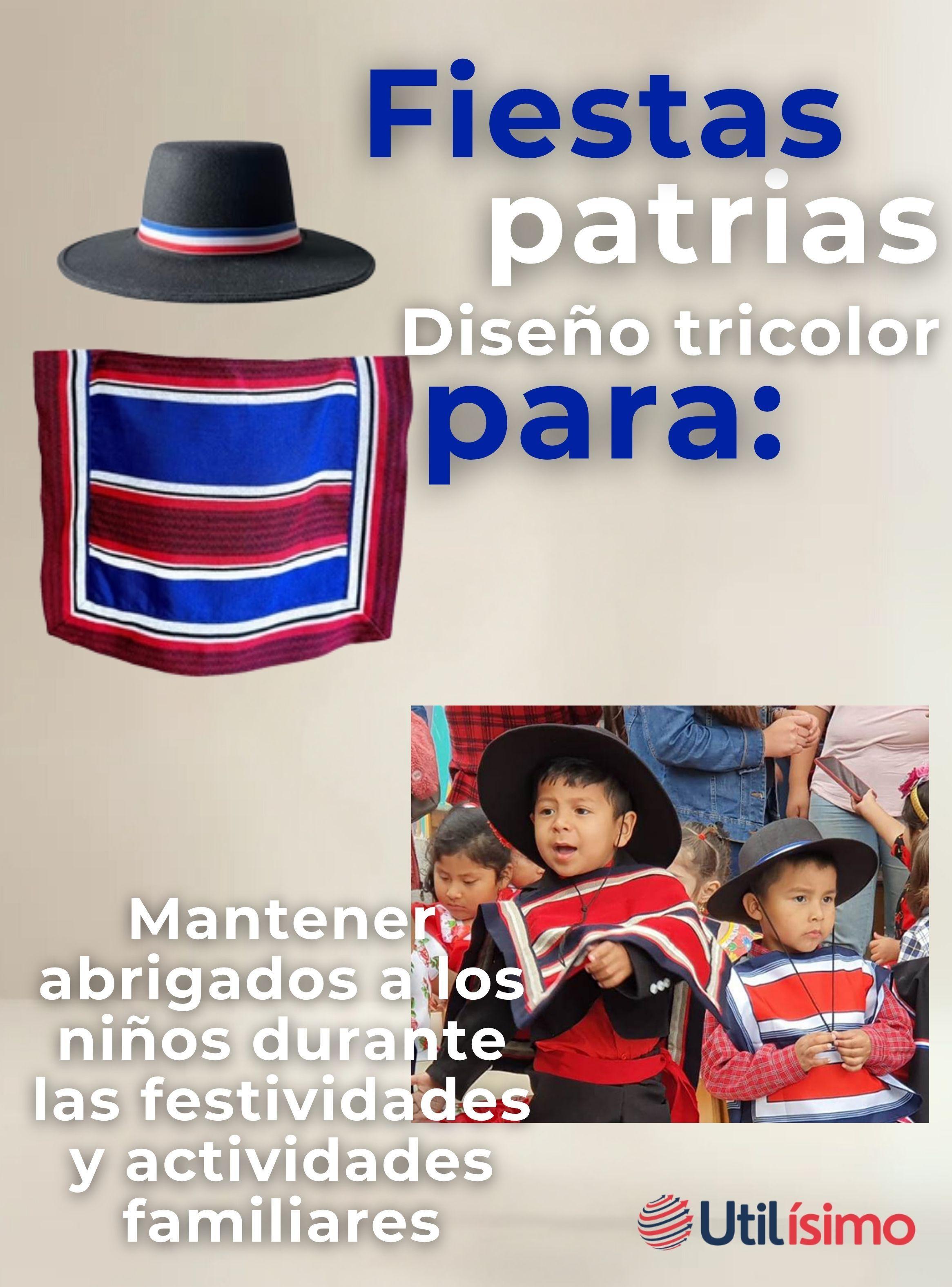 Poncho Manta Huaso Cueca Fiestas Patrias Para Niños Traje Típico-5