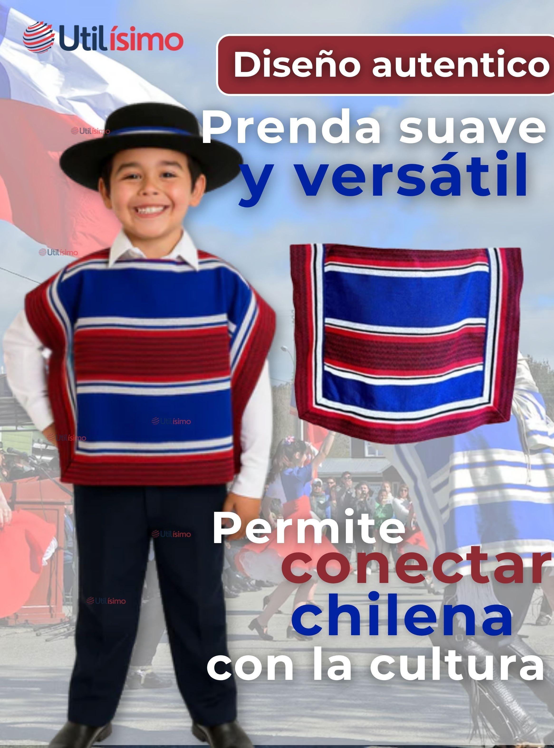 Poncho Manta Huaso Cueca Fiestas Patrias Para Niños Traje Típico-6