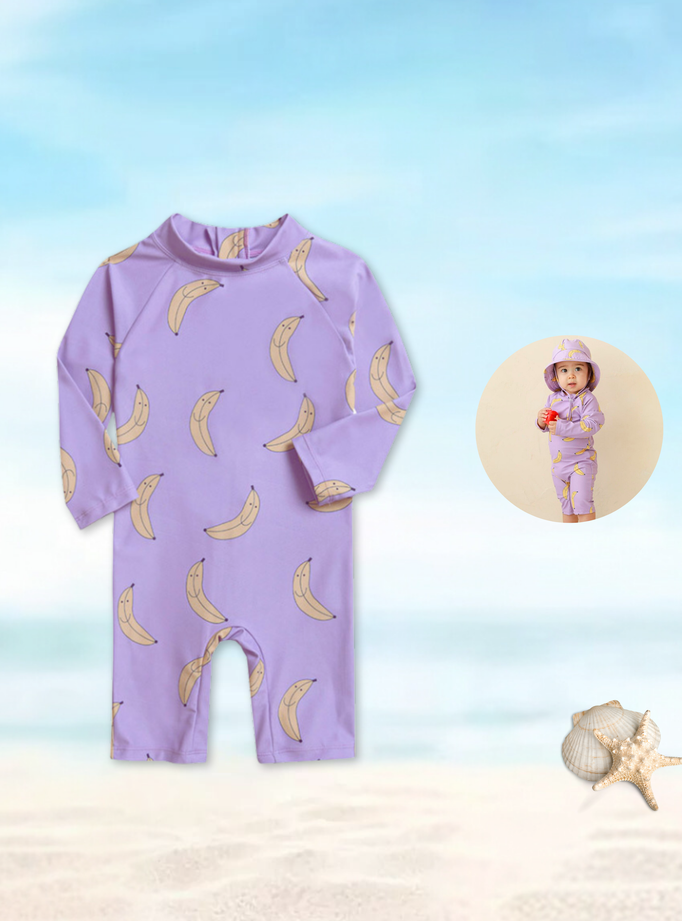 Traje de Baño Enterito Manga Larga Niño Jump Kids Lila.-3