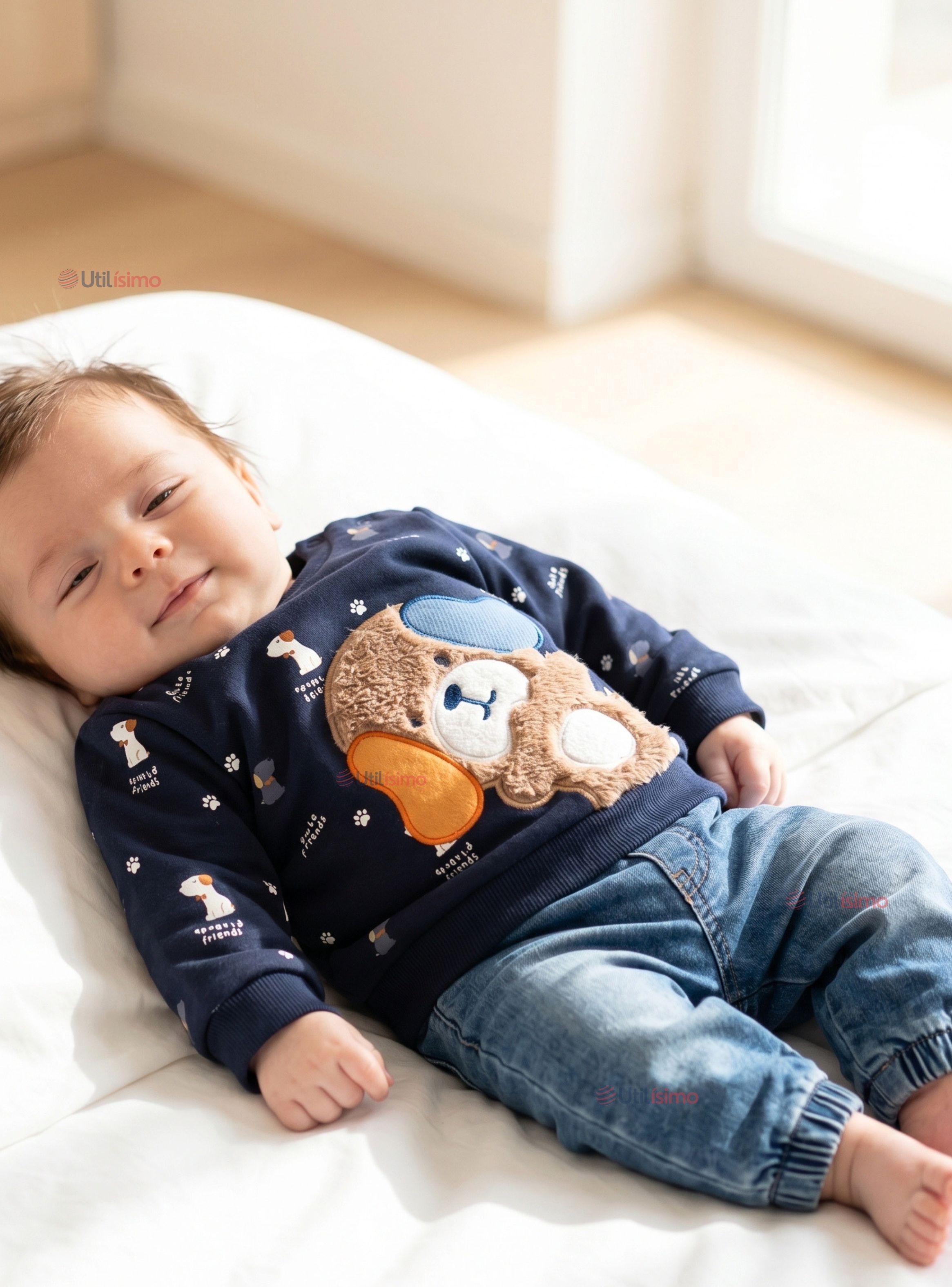 Conjunto 2 Piezas Buzo Pantalón Y Polerón Azul Bebé Niño-0