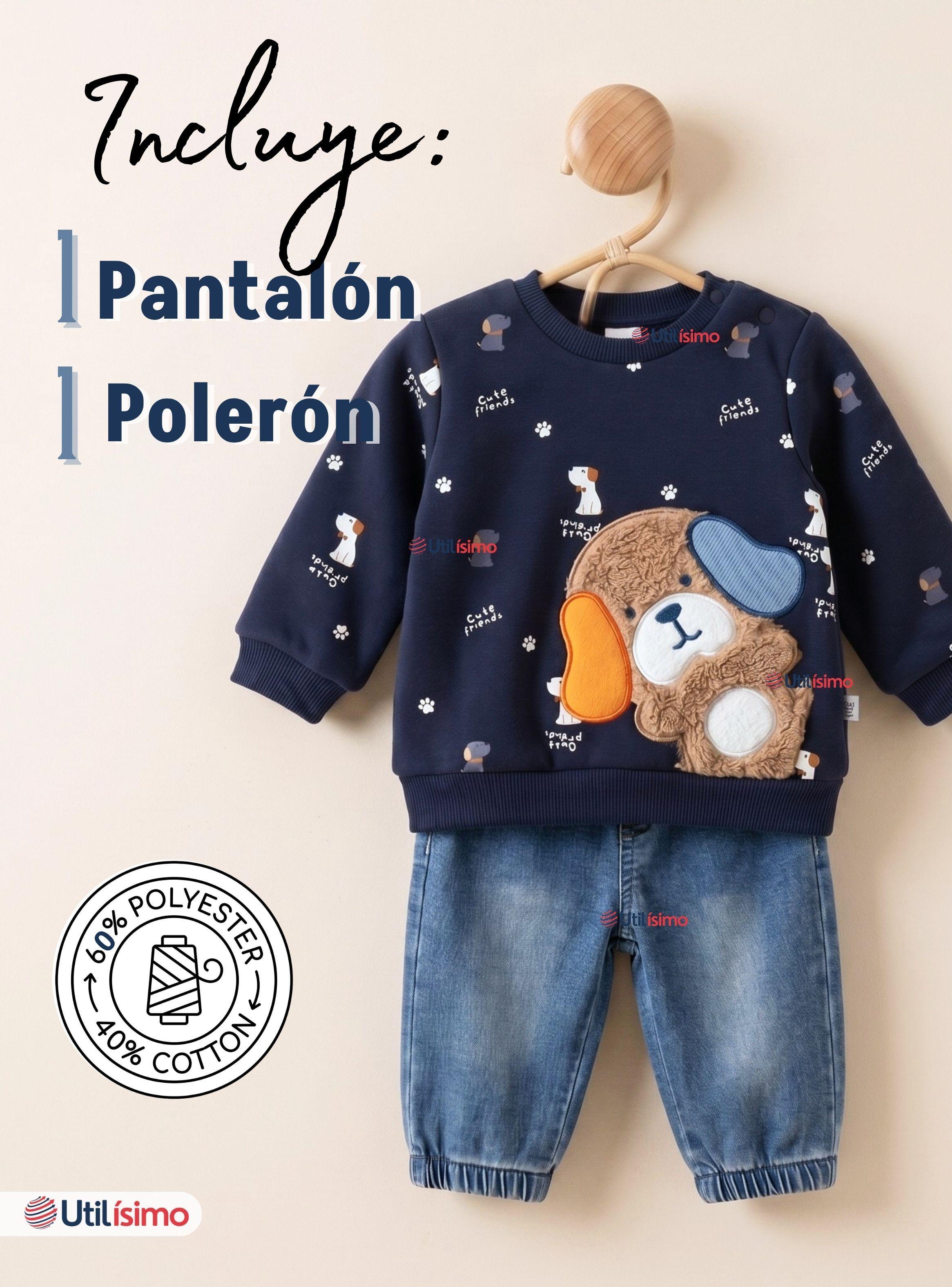 Conjunto 2 Piezas Buzo Pantalón Y Polerón Azul Bebé Niño-2