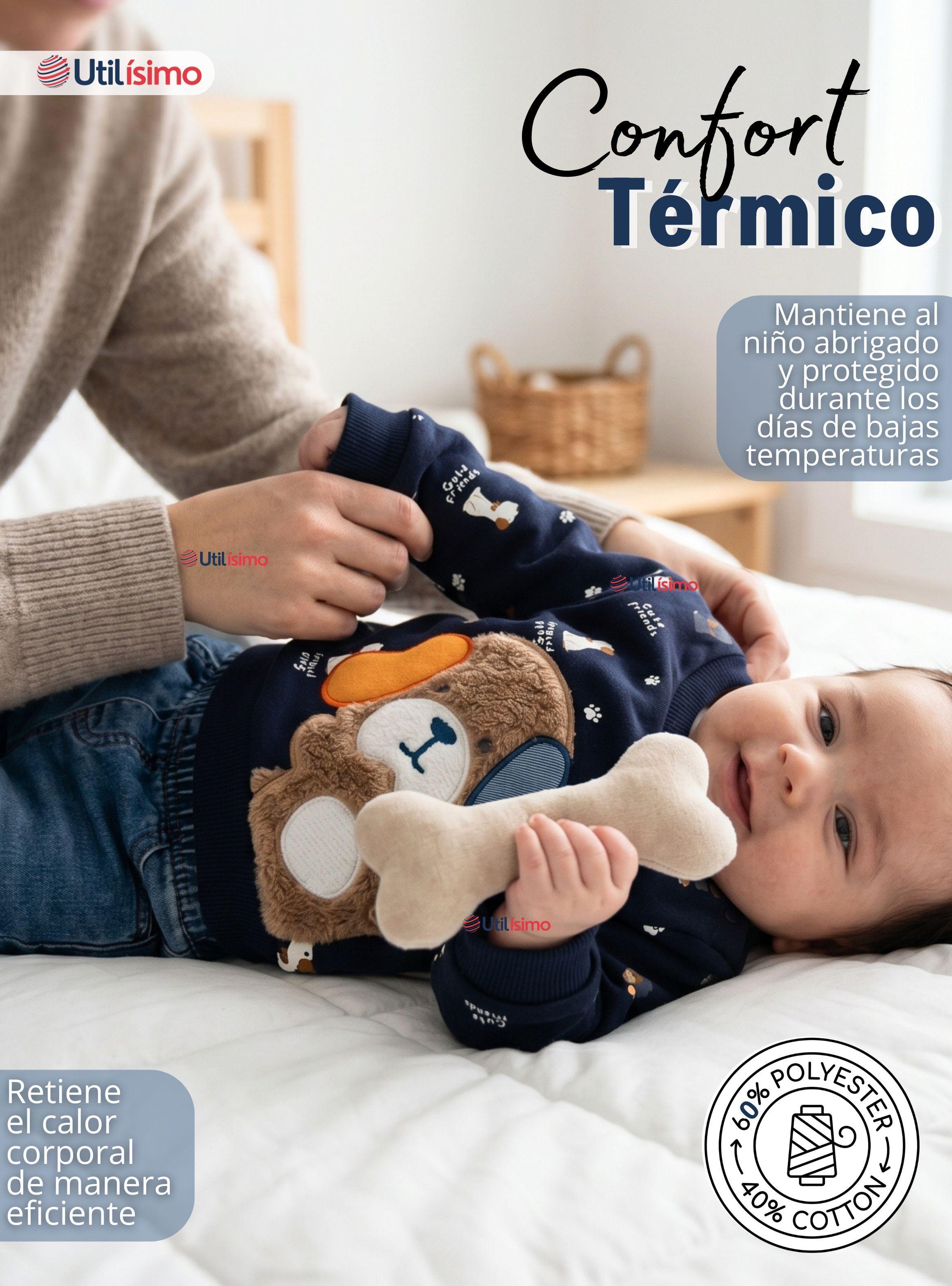 Conjunto 2 Piezas Buzo Pantalón Y Polerón Azul Bebé Niño-5