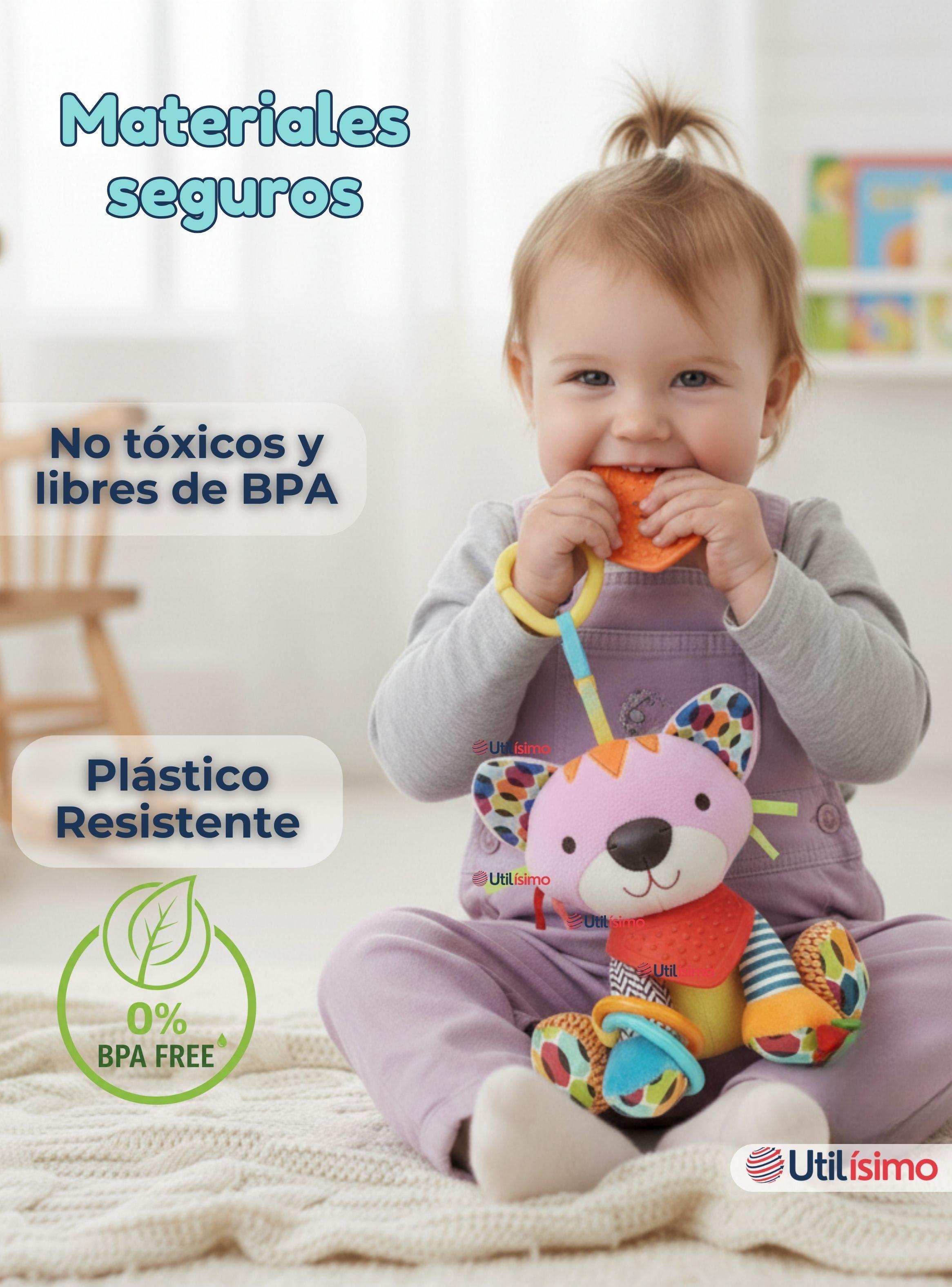 Juguete Peluche Animales Sensorial Con Mordedor  Sonajero Diseño Gatico para Niña y Niño-2