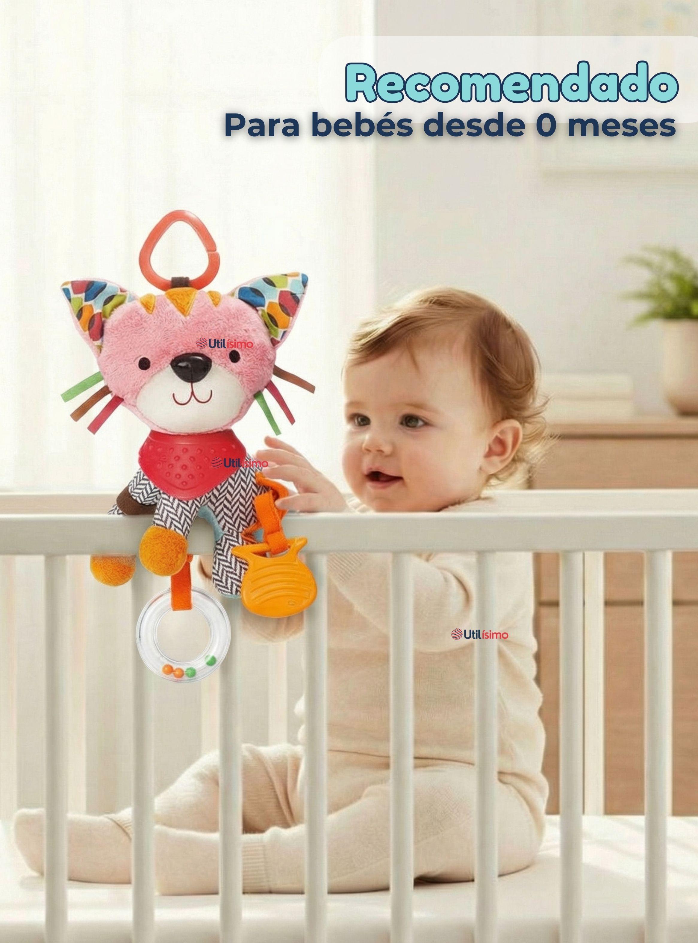 Juguete Peluche Animales Sensorial Con Mordedor  Sonajero Diseño Gatico para Niña y Niño-4