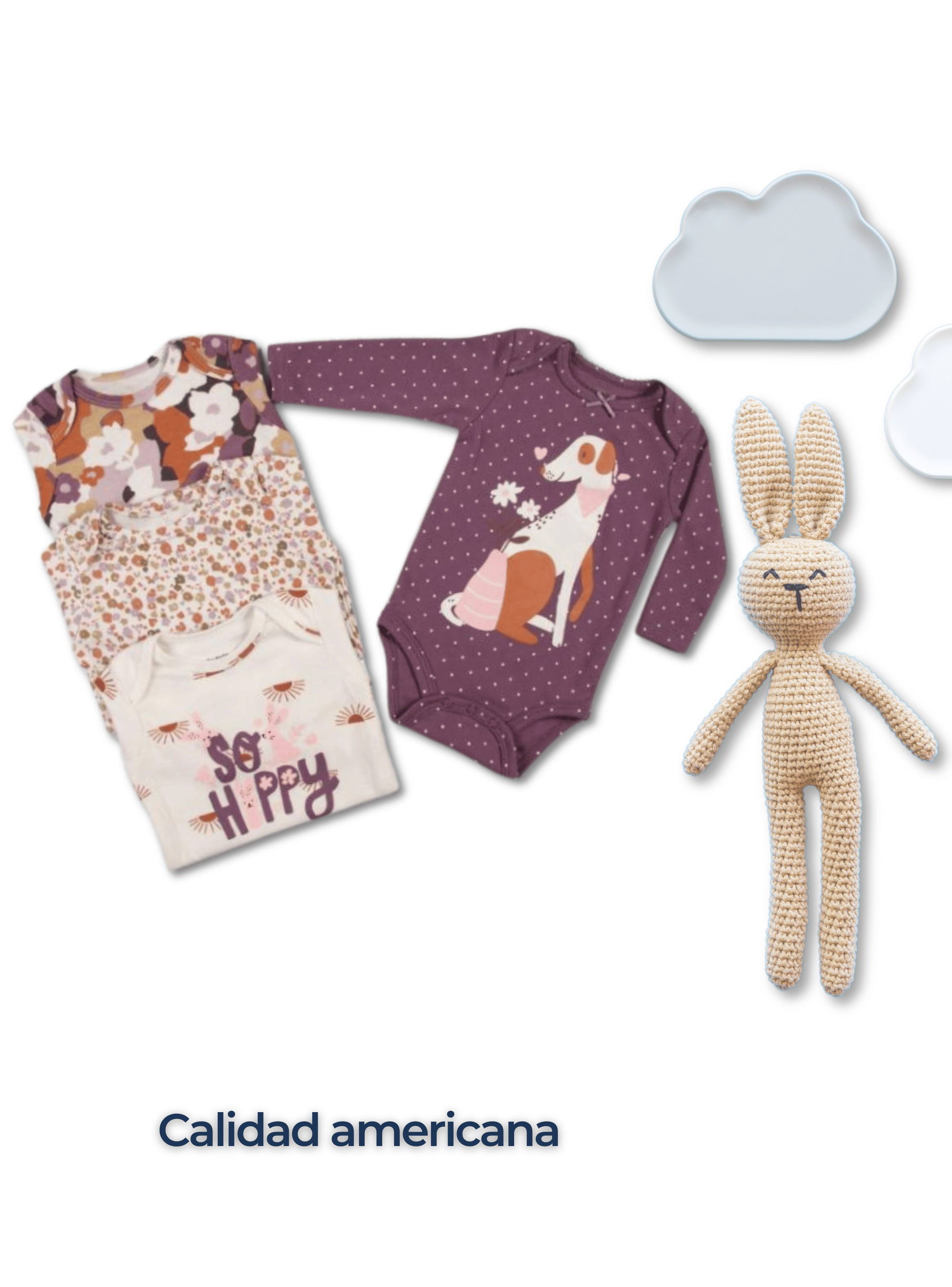 Pack 4 Bodys Bebé Niña Manga Larga Tedmimak 100% Algodón Dog Canela-5