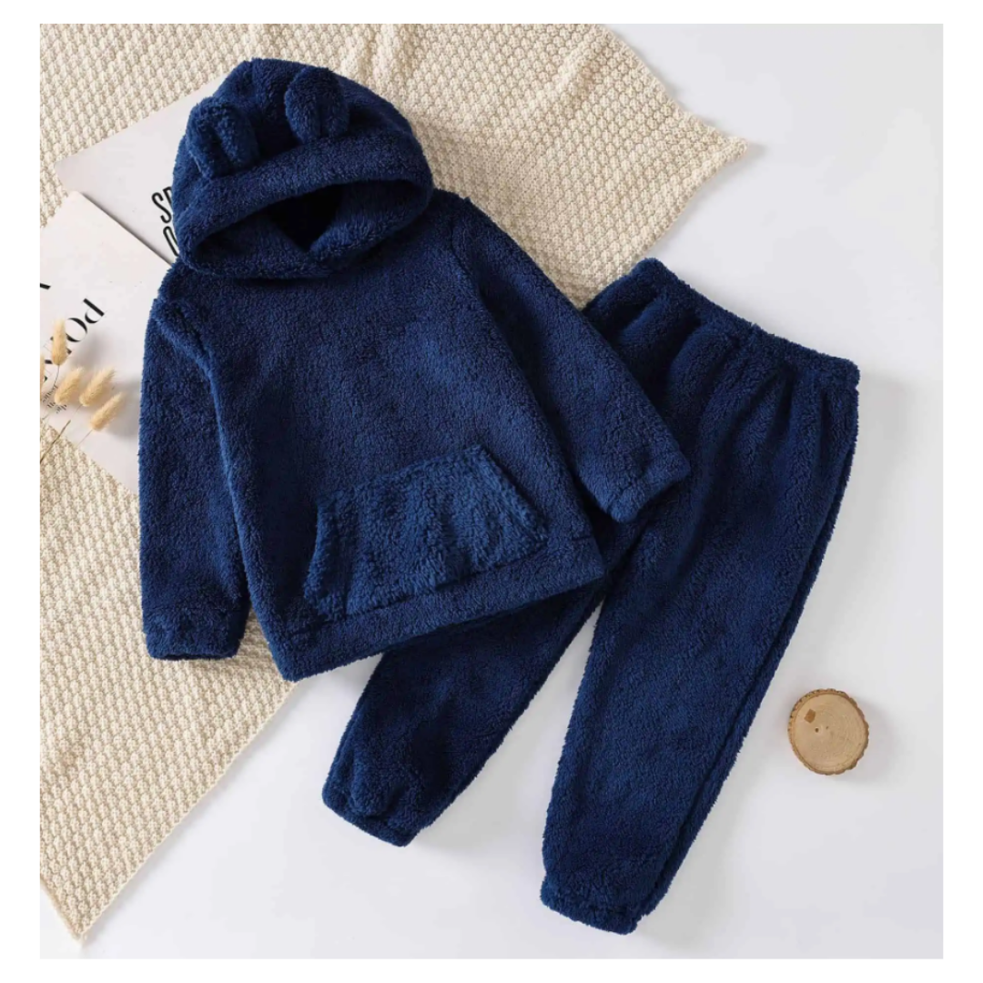 Set Invierno 2 Piezas Polerón Capucha y Pantalón Unisex Azul Oscuro Jump Kids-1