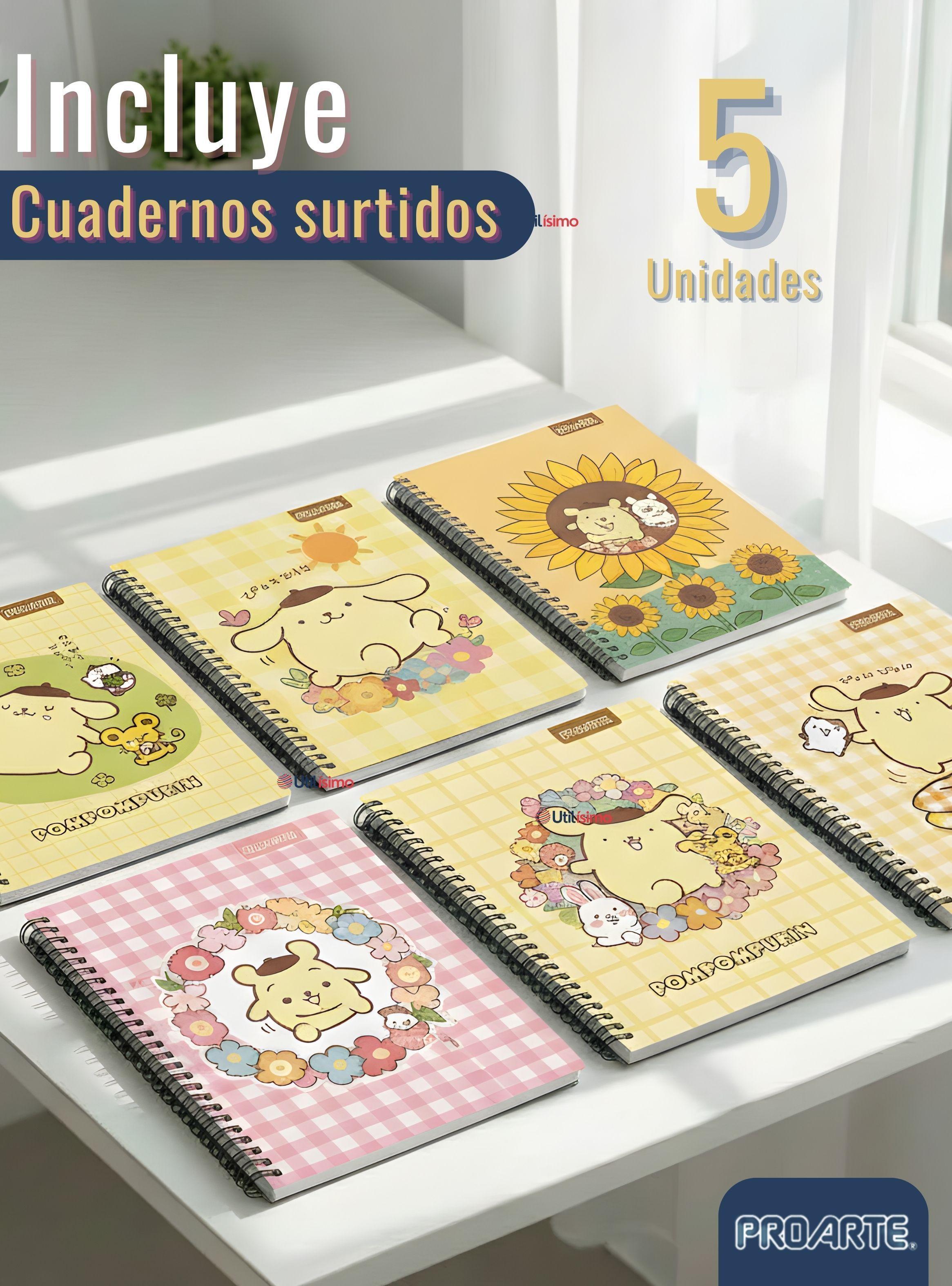 Pack 5 Cuadernos Universitarios Pompompurin 100 Hojas Proarte 7mm Diseño Surtido-2