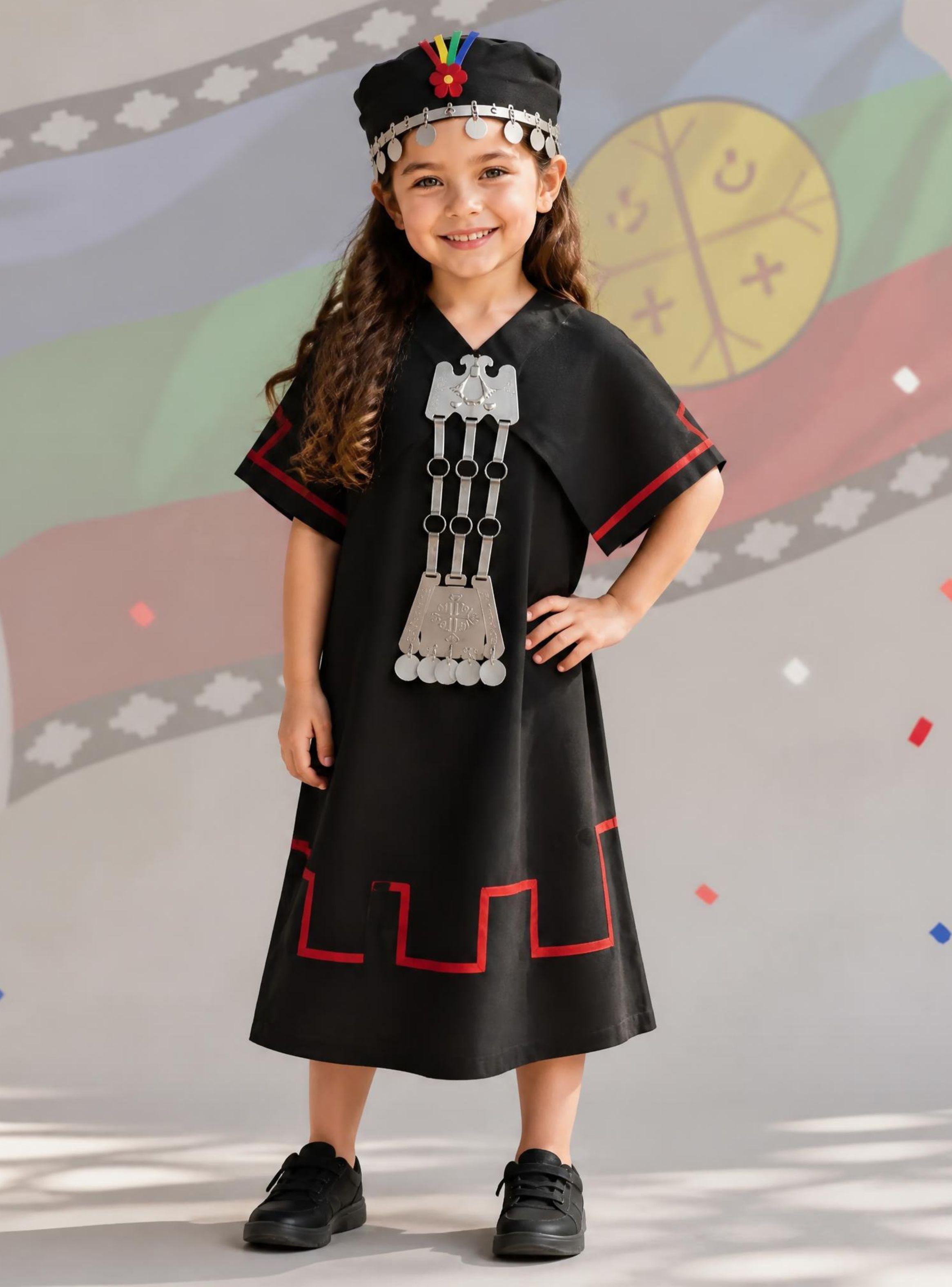 Traje T pico Vestido Mapuche Completo 5 Piezas Ni a Fiestas Patrias-1