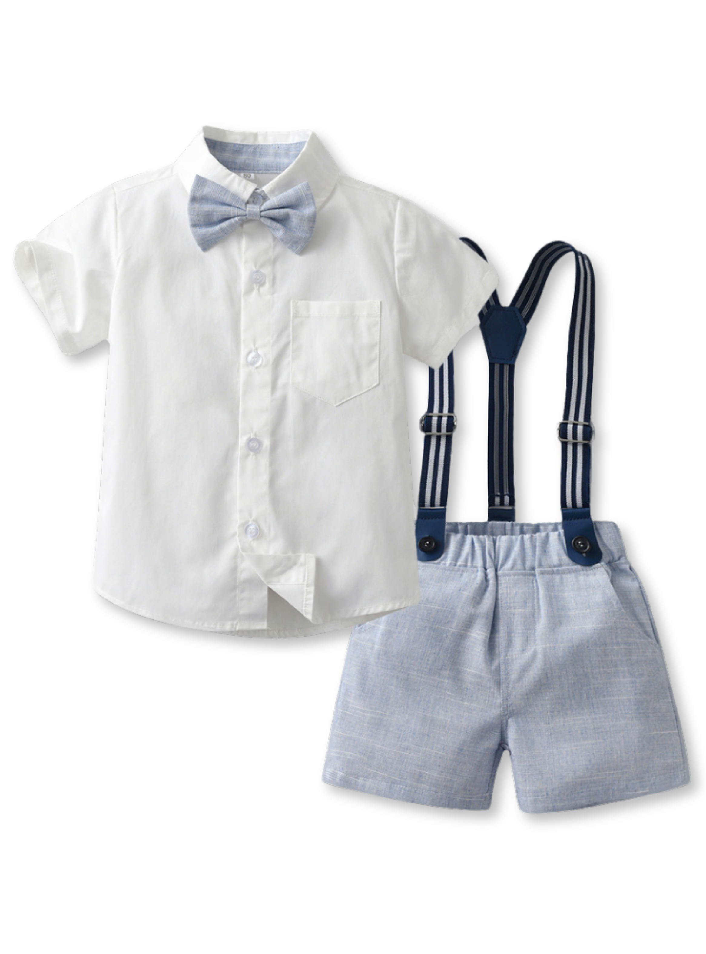 Conjunto de vestir con corbatín y pantalón corto Niño 6 Meses a 2 años Light Blue-0