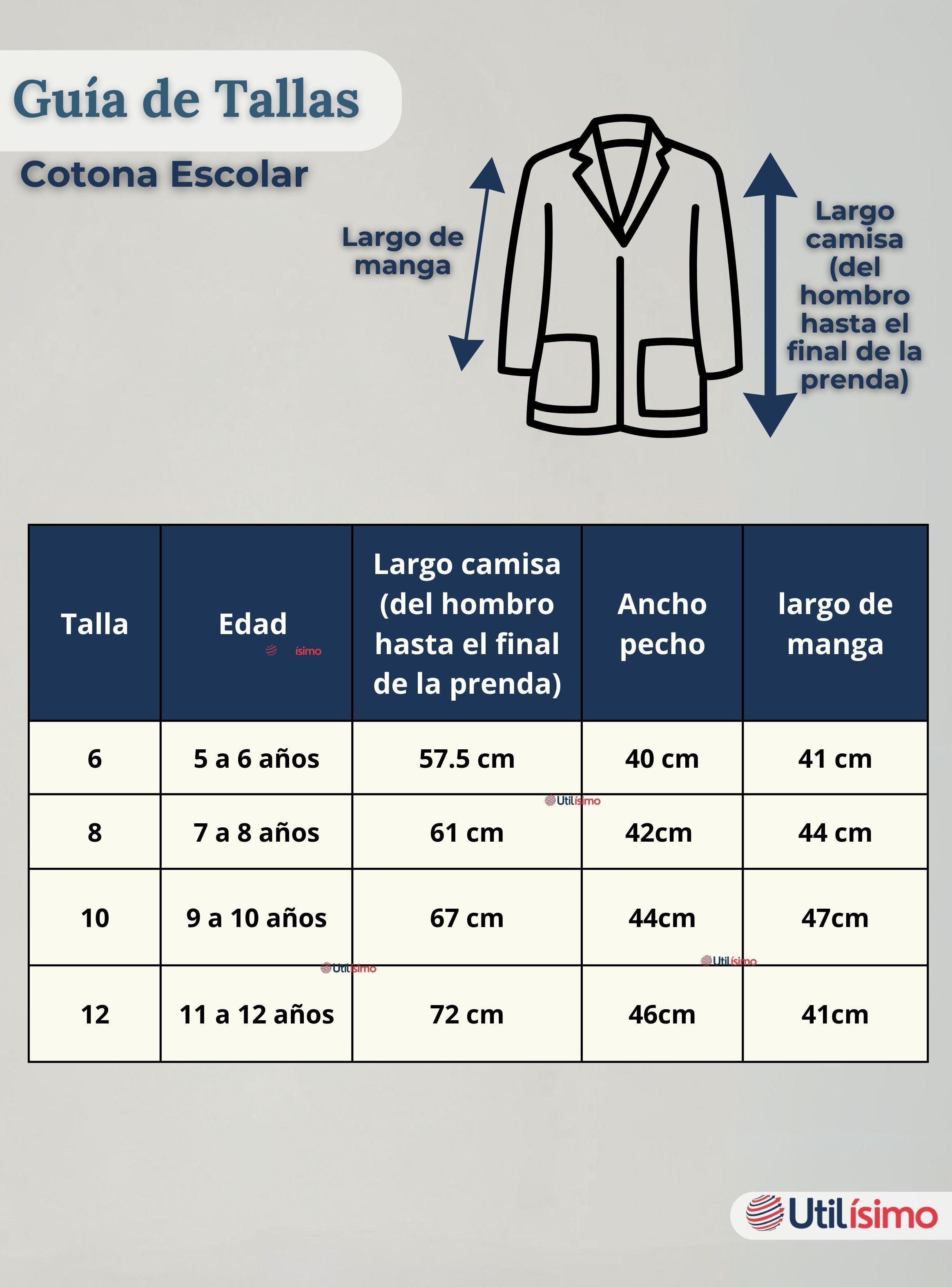 Cotona Delantal Escolar Blanca Niño y Niña Unisex Bata-3