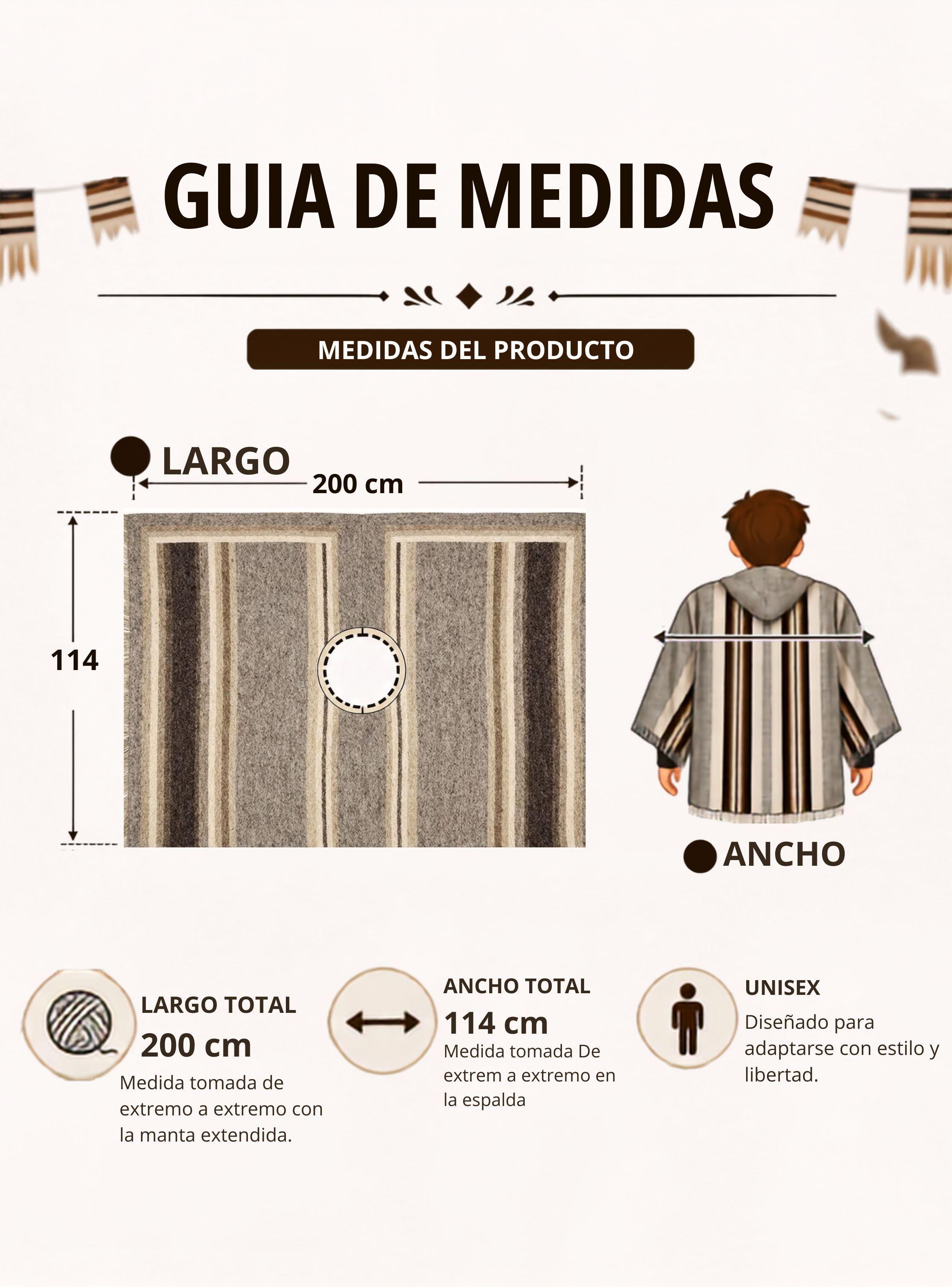 Poncho Mapuche Con Capucha de Lana Alpaca Unisex Fiestas Patrias Manta-3