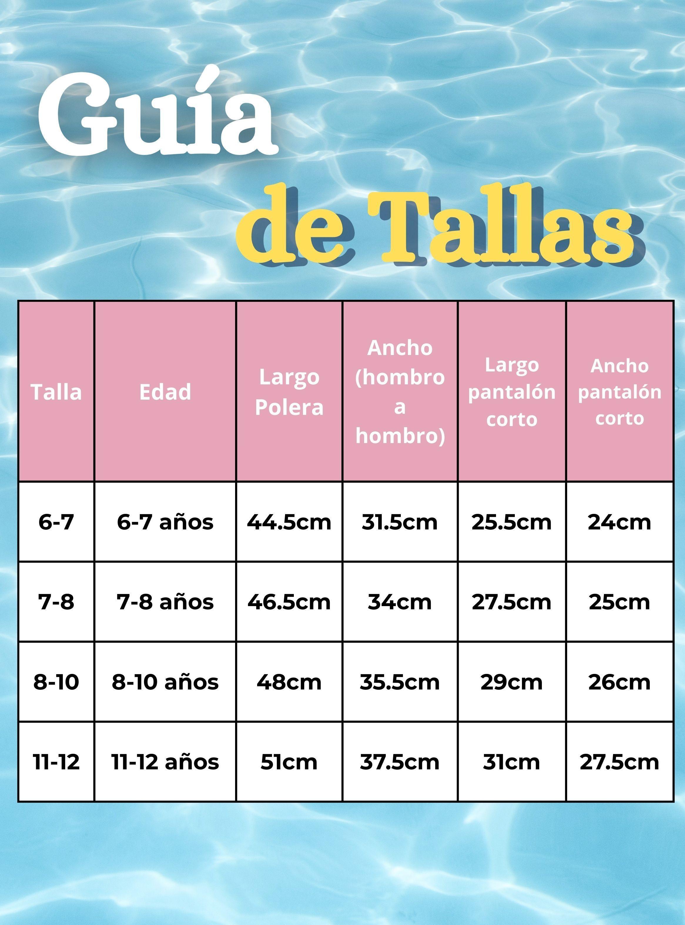 Traje De Baño Manga Corta y Pantalón Corto Con Falda 2 Piezas Niña 6 a 13 Años Sea Beach azul-3