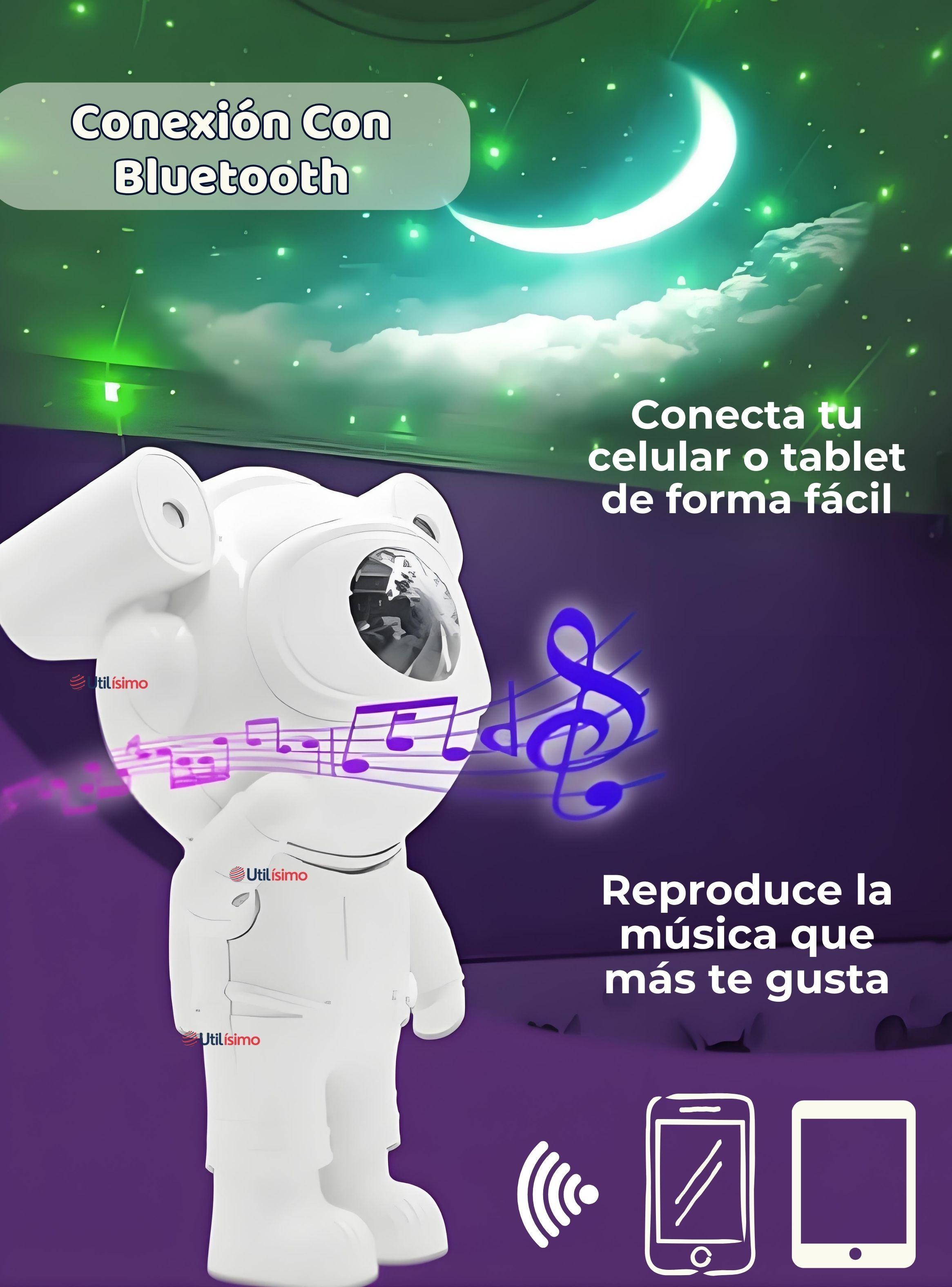 Lámpara Proyector Astronauta Galaxia Luz Led Con Bluetooth-5