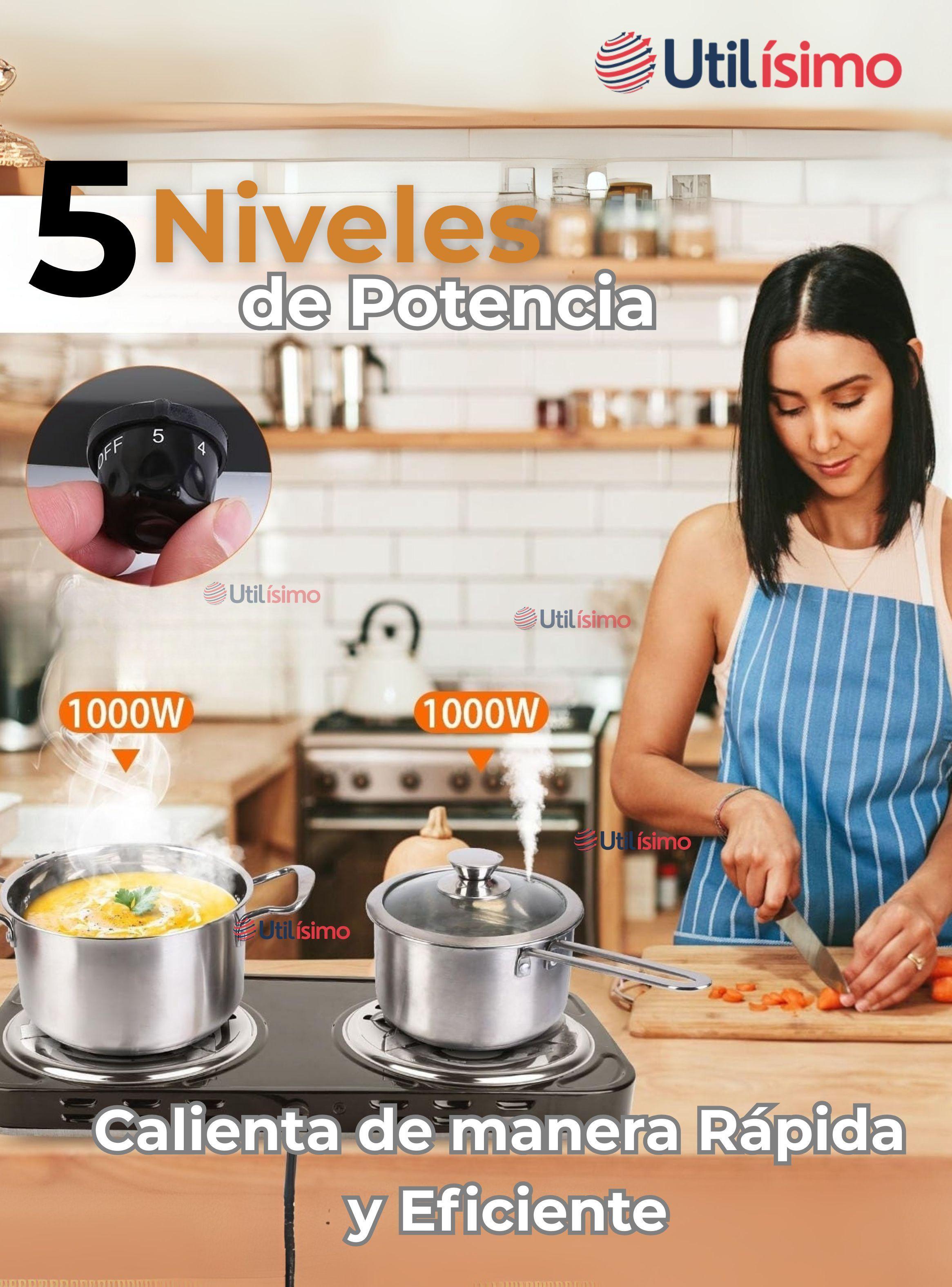 Cocina Eléctrica 2 Platos 2000w de Potencia Cocinilla Portátil Color Negro-3
