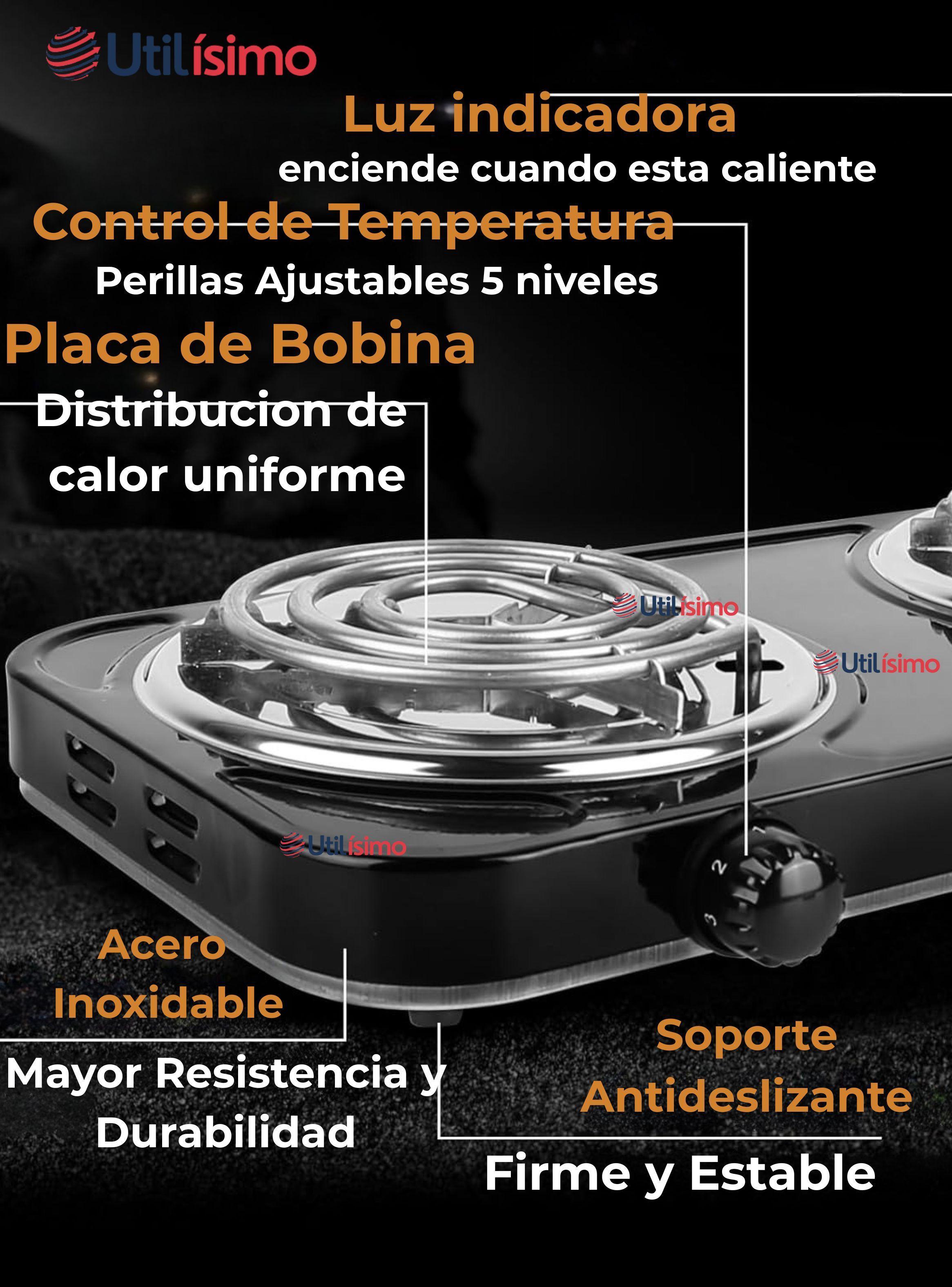Cocina Eléctrica 2 Platos 2000w de Potencia Cocinilla Portátil Color Negro-4