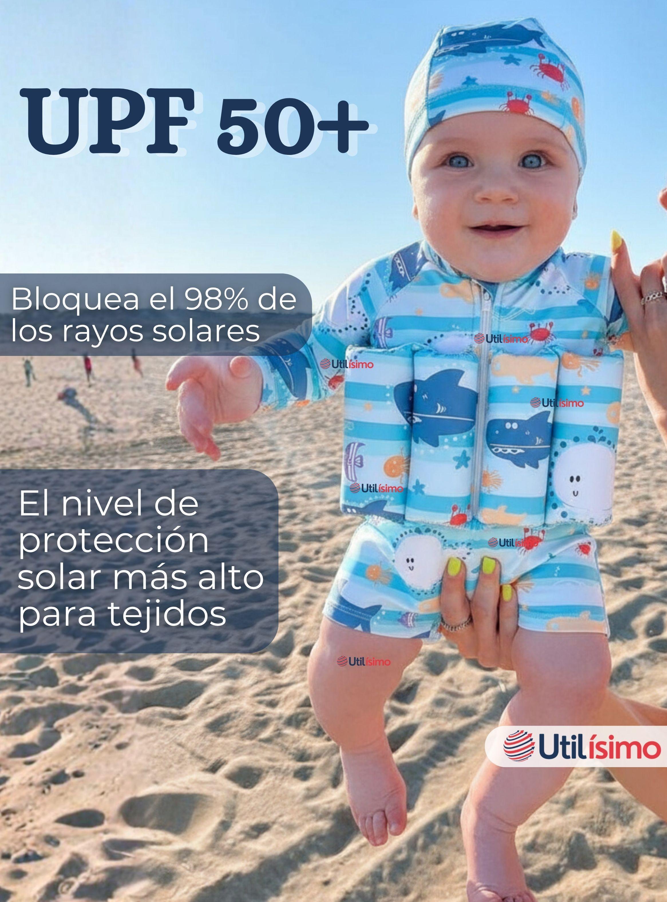 Traje de Baño Enterito con Flotador y Gorro de Baño 2 Piezas para Niño 9 a 36 Meses Blue Sea-7