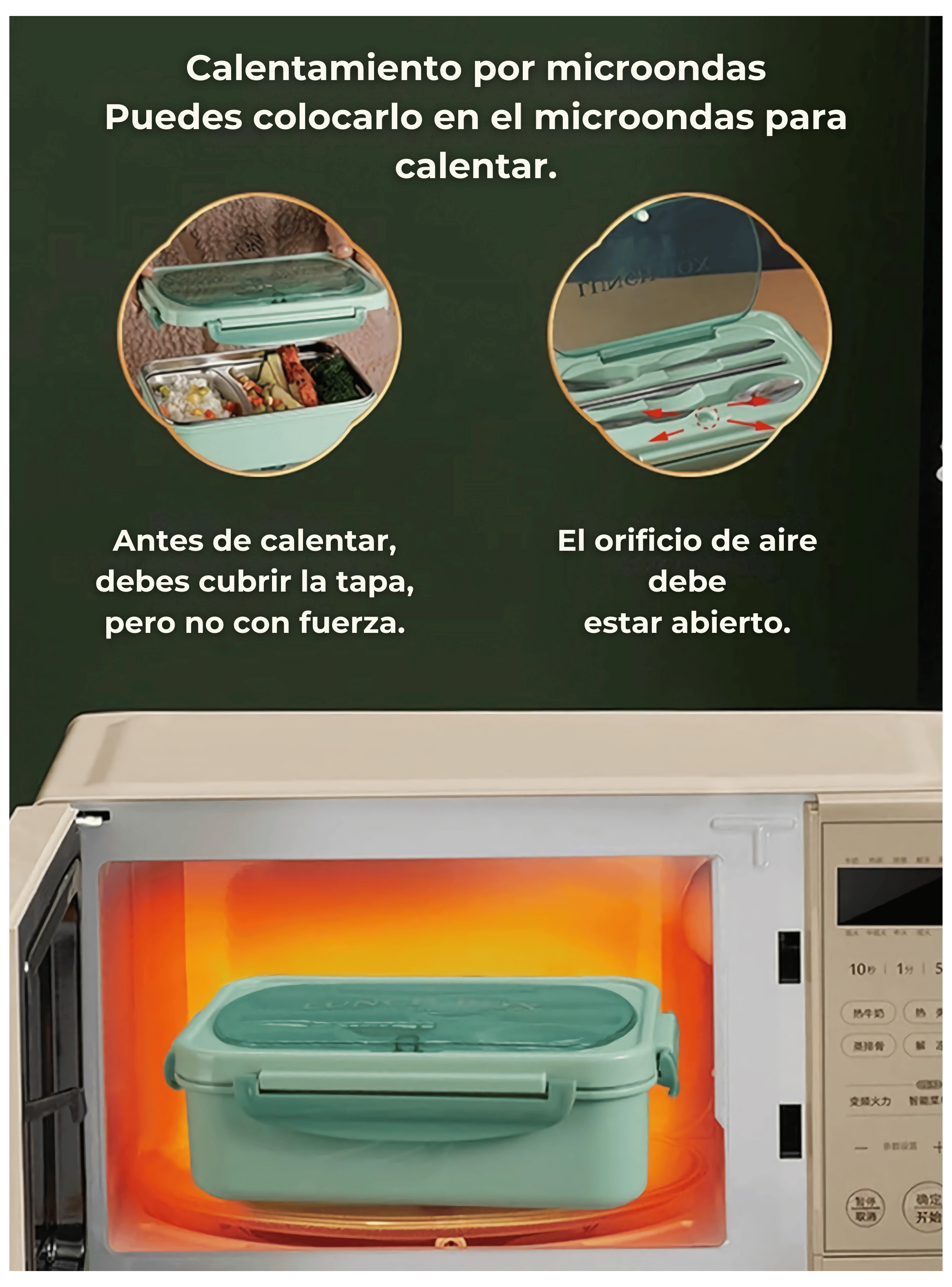 Fiambrera Contenedor Térmico 828 Ml Táper Hermético + Cubiertos Blue-2