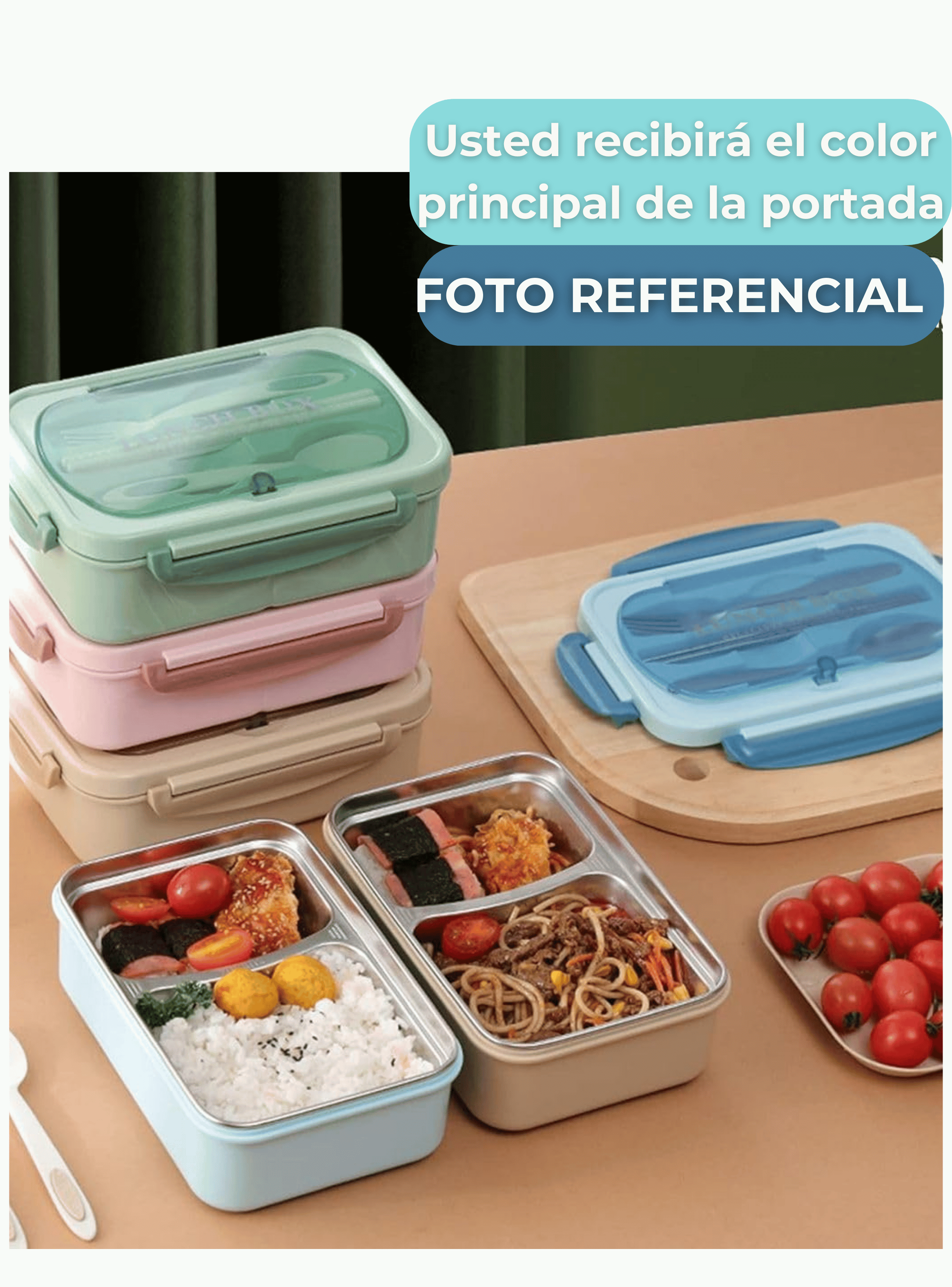 Fiambrera Contenedor Térmico 828 Ml Táper Hermético + Cubiertos Blue-4