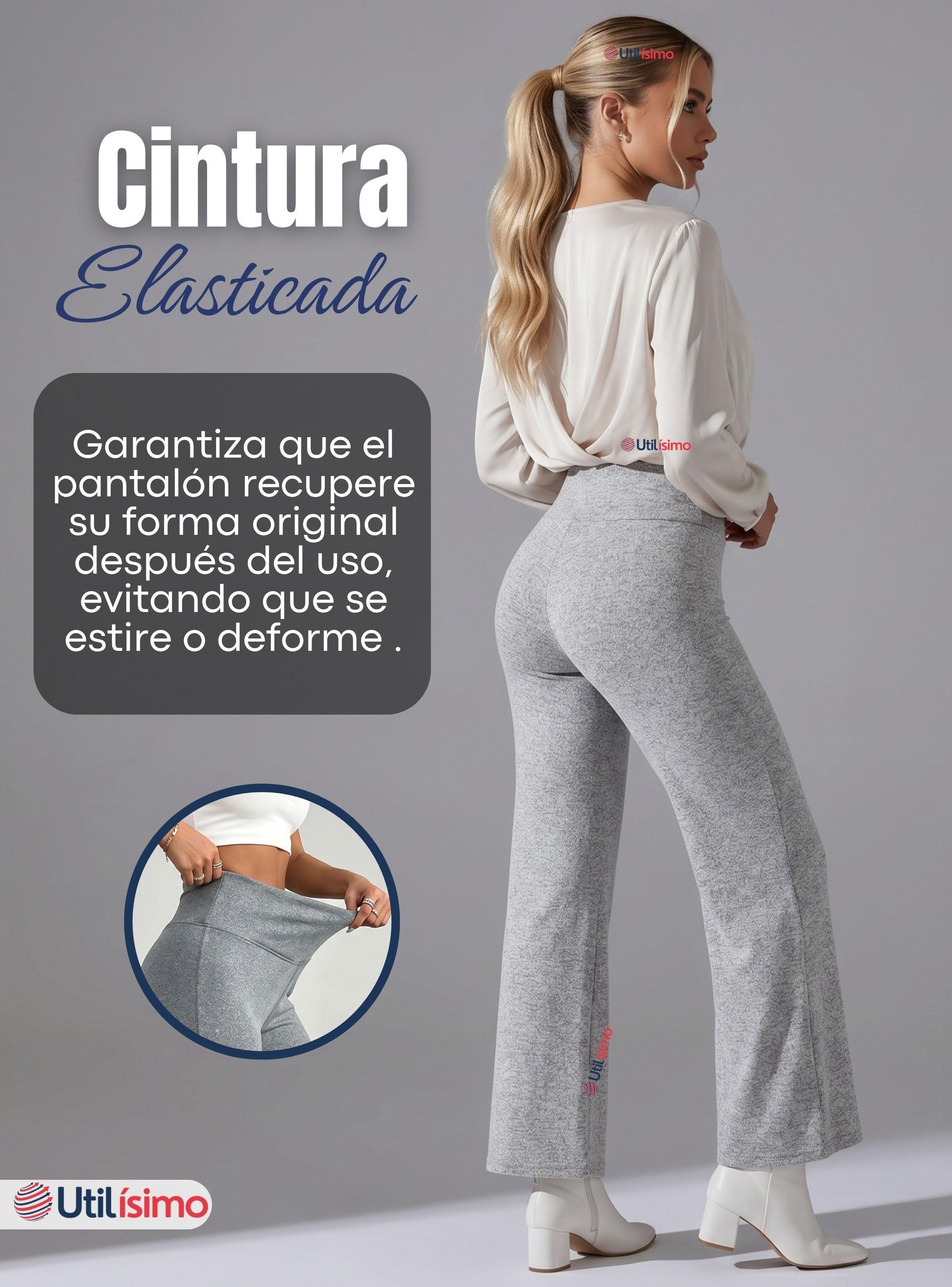 Calza Polar Con Chiporro Palazzo Mujer Elasticada Térmica Gris Melange-7