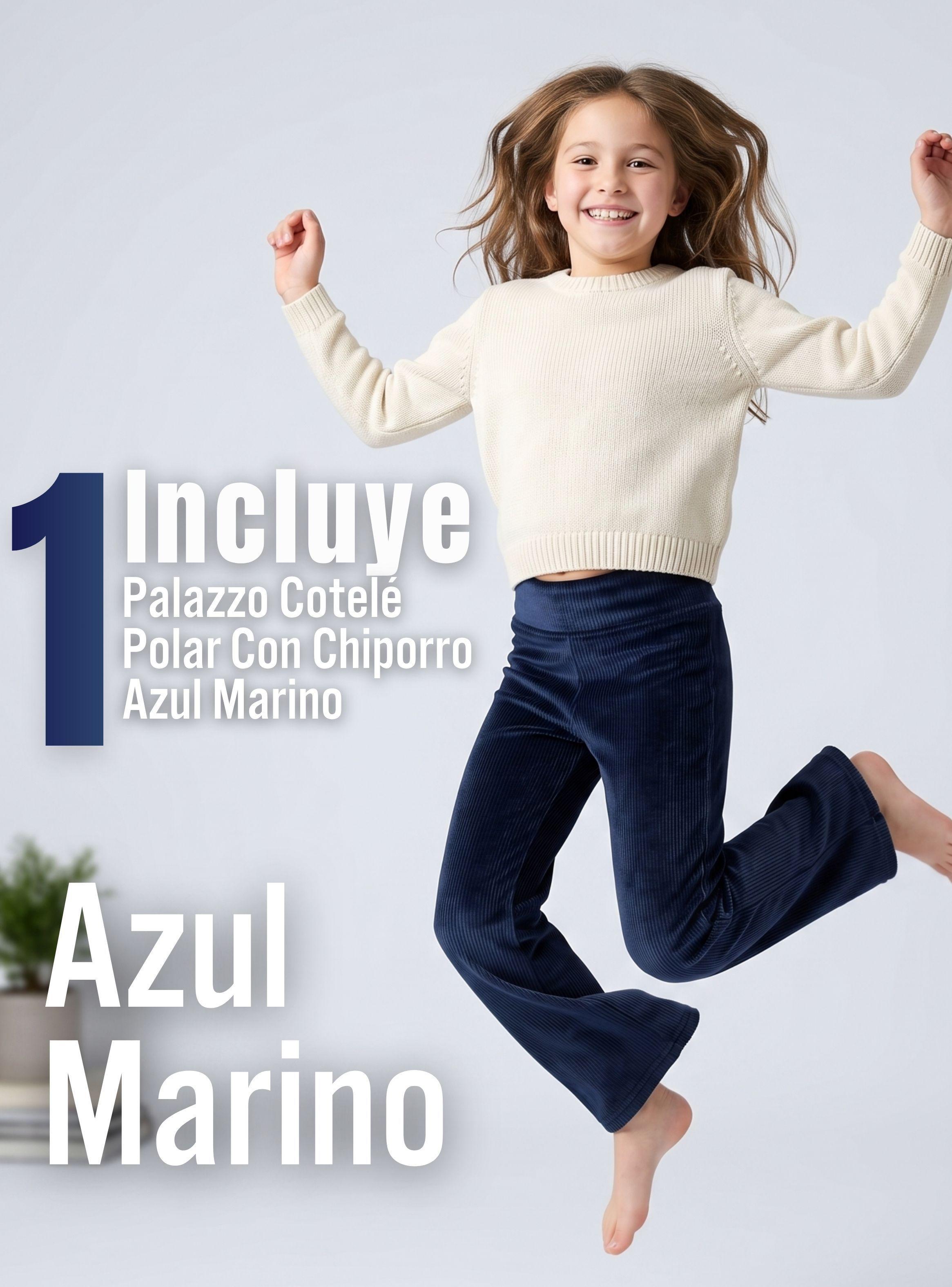 Pantalón Palazzo Niña Polar Con Chiporro Calza Térmica Elasticada Navy Blue-2