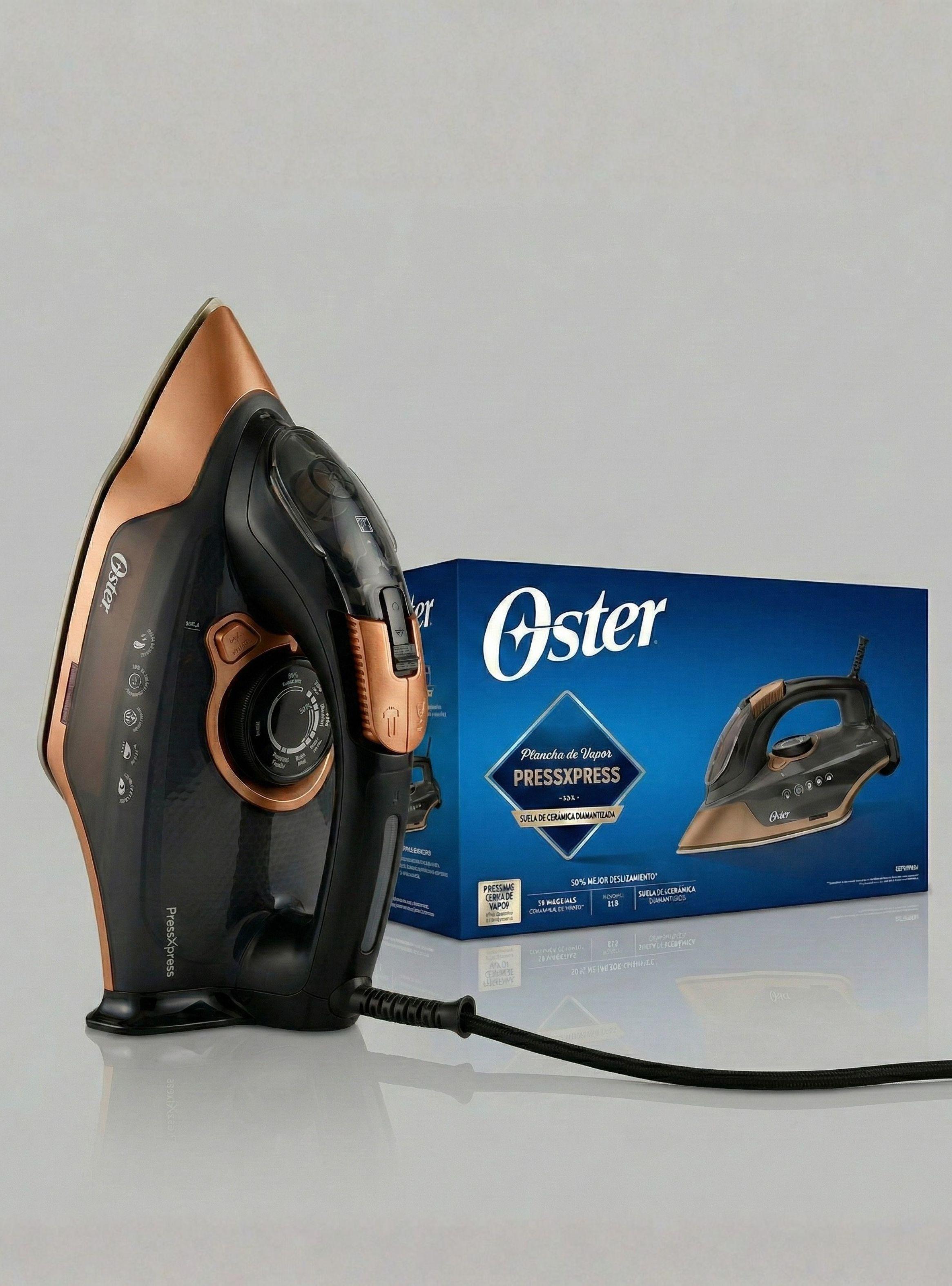 Plancha de vapor Oster® PressXpress S9000 Suela XL diamante bronce GCSTPX9001-052-0