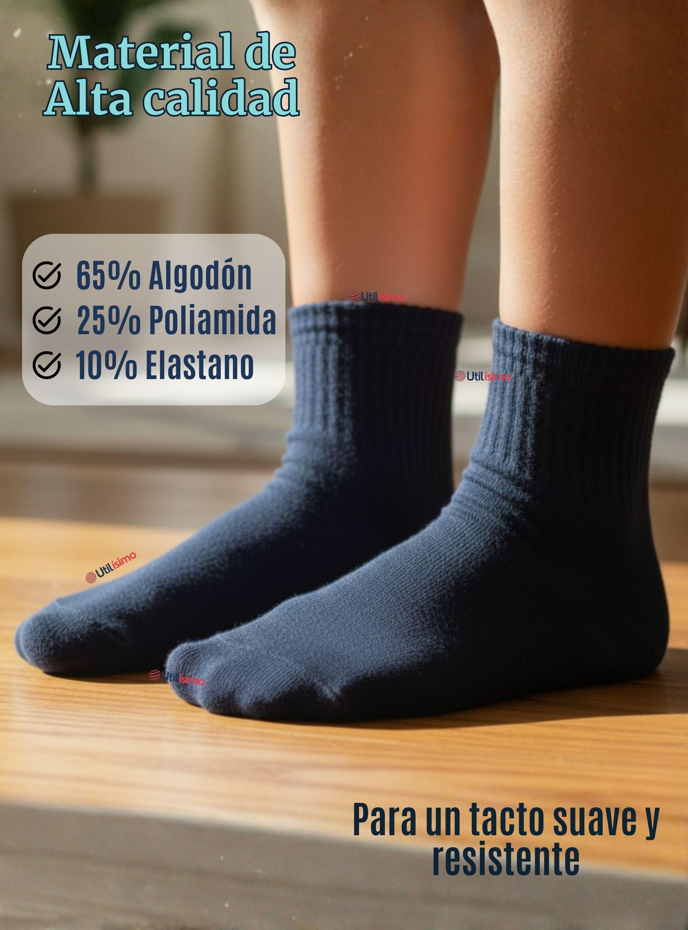 Pack 6 Pares Calcetines Tobilleras Cortos Algodón Color Azul para Niña y Niño-5