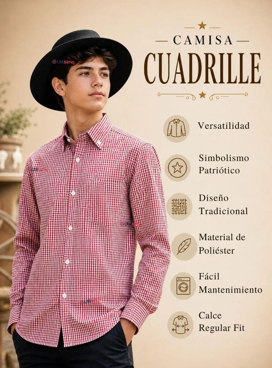 Camisa Cuadrille Rojo Huaso Fiestas Patrias Juvenil-4