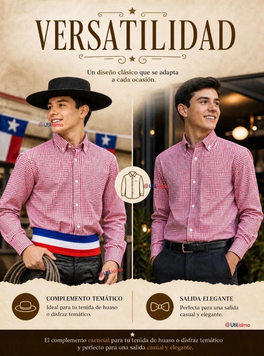 Camisa Cuadrille Rojo Huaso Fiestas Patrias Juvenil-9
