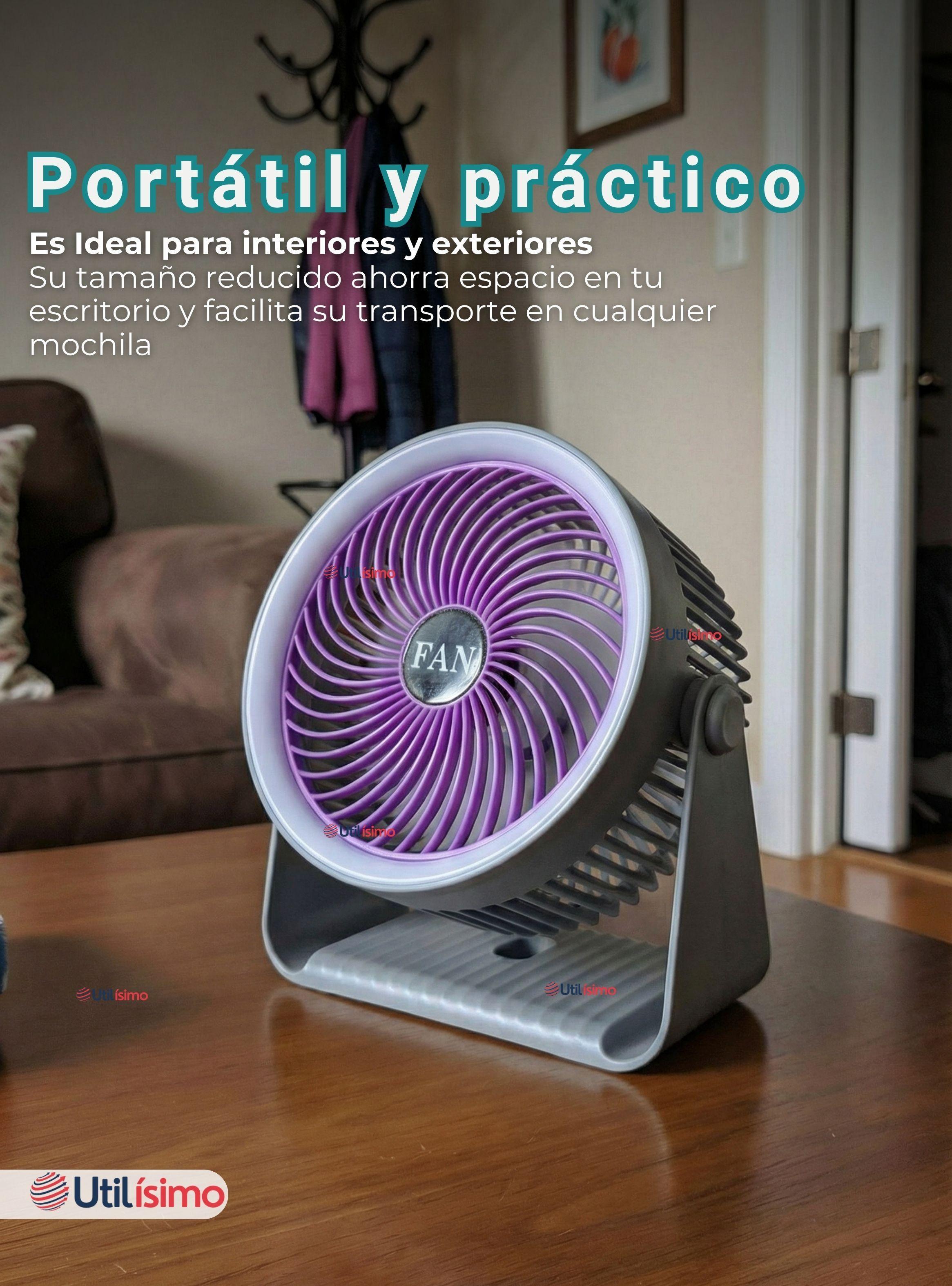 Mini Ventilador De Mesa Color Gris Silencioso Portátil Recargable USB-4