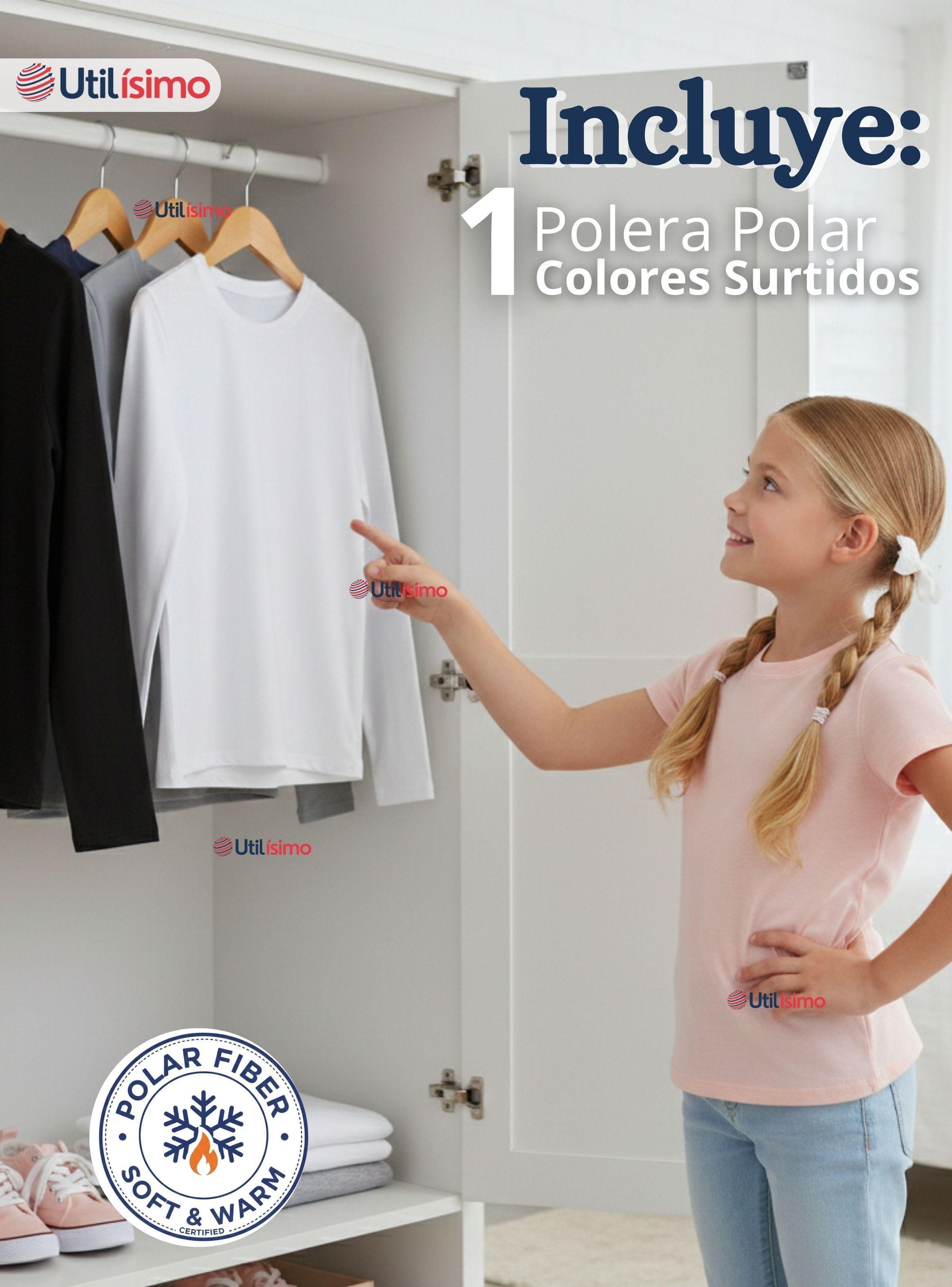 Polera Camiseta Polar Primera Capa Cuello Redondo Manga Larga Colores Surtido Niña-2