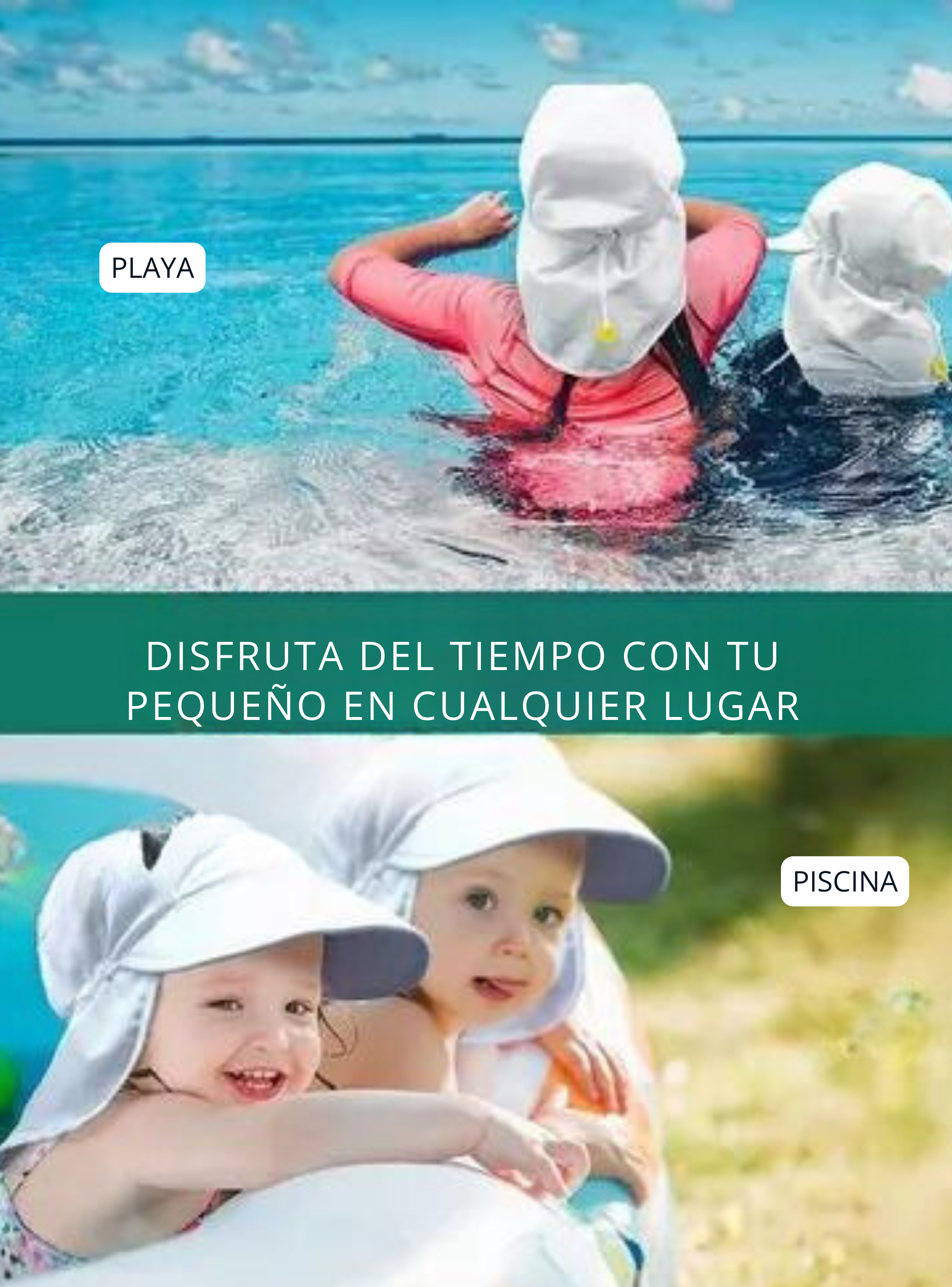 Gorro para el Sol con Solapas Protección UV Niñas de 1 a 10 Años Rosa Melocotón-6