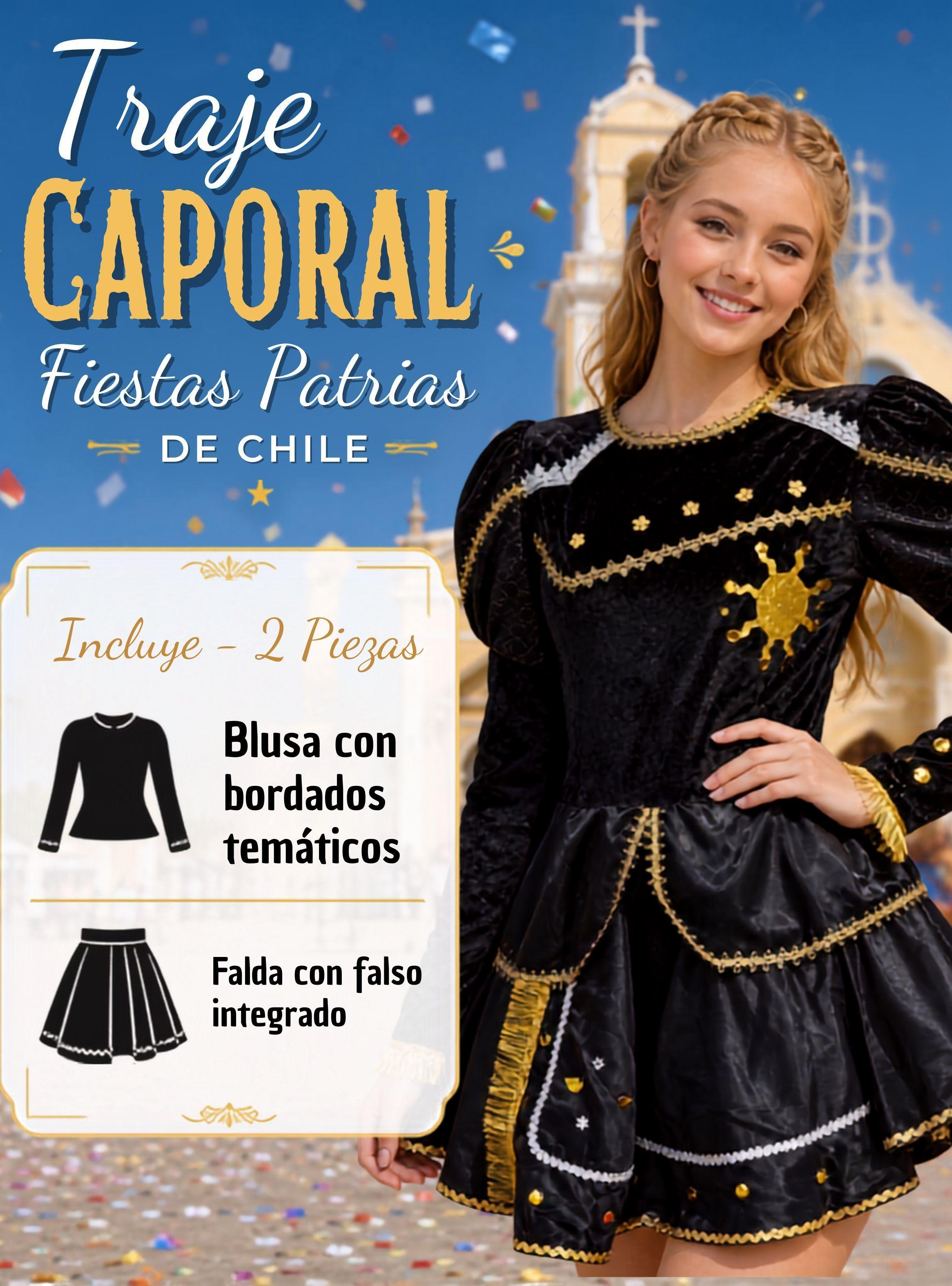 Traje Caporal Típico Tradicional Negro 2 Piezas Juvenil Fiestas Patrias-1