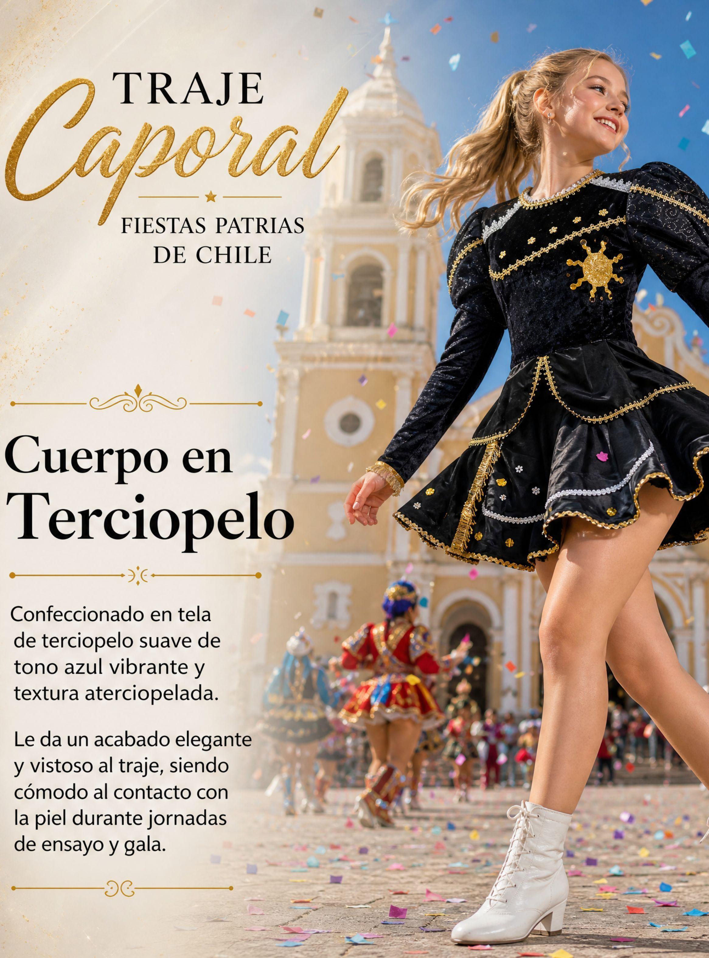 Traje Caporal Típico Tradicional Negro 2 Piezas Juvenil Fiestas Patrias-4