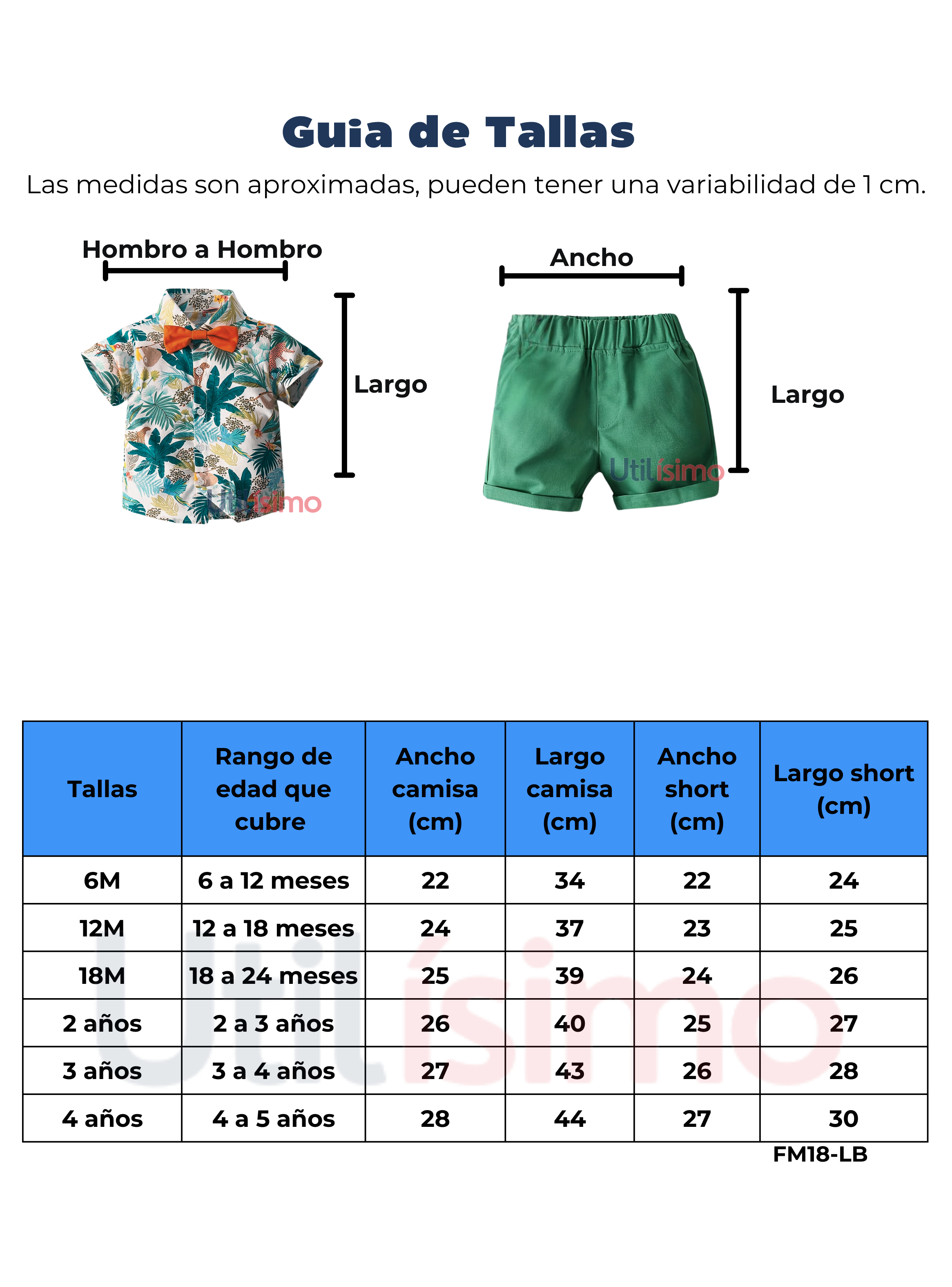 Conjunto de Vestir Hawaiano Manga Corta Niño 1 a 5 Años Gris Hawai-2