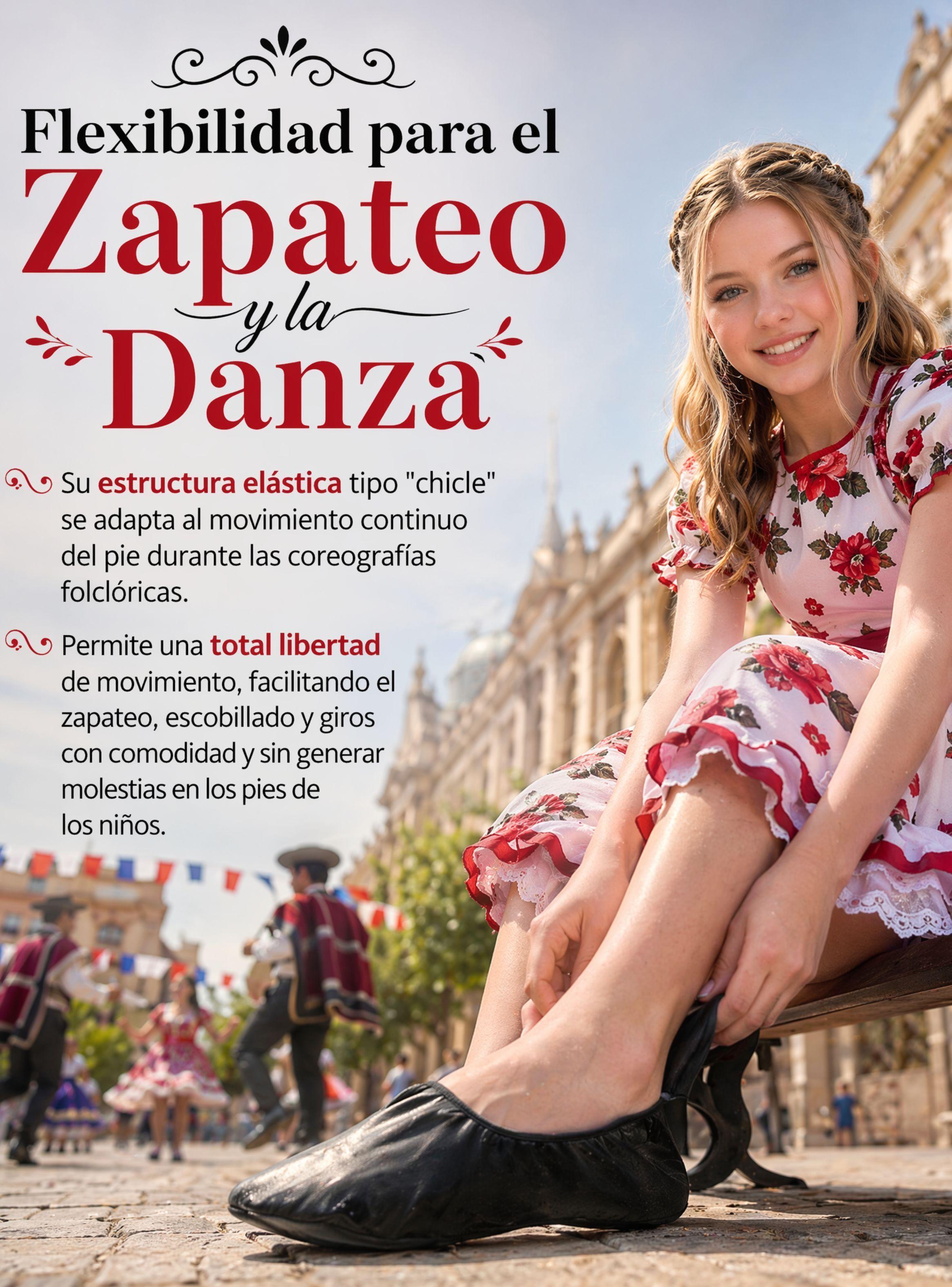 1 Par Zapatillas Chicle Negras Juvenil Bailes Danza Fiestas Patrias Talla 36 37 38 39 40 41-5