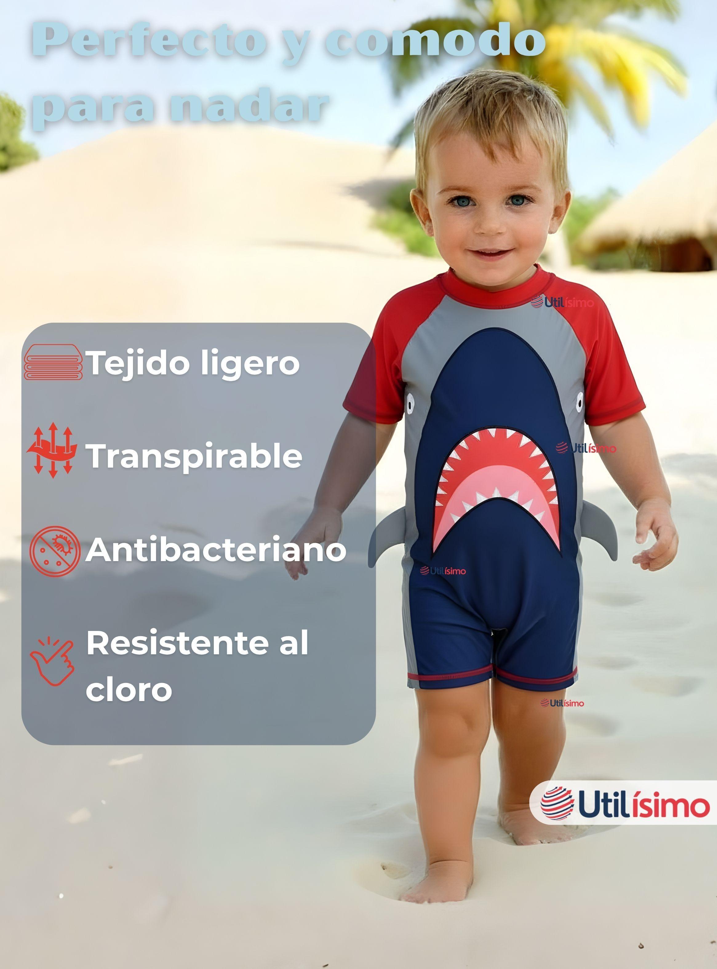 Traje de baño Enterito Con Cremallera para Niño de 2 a 6 años Red Shark-6