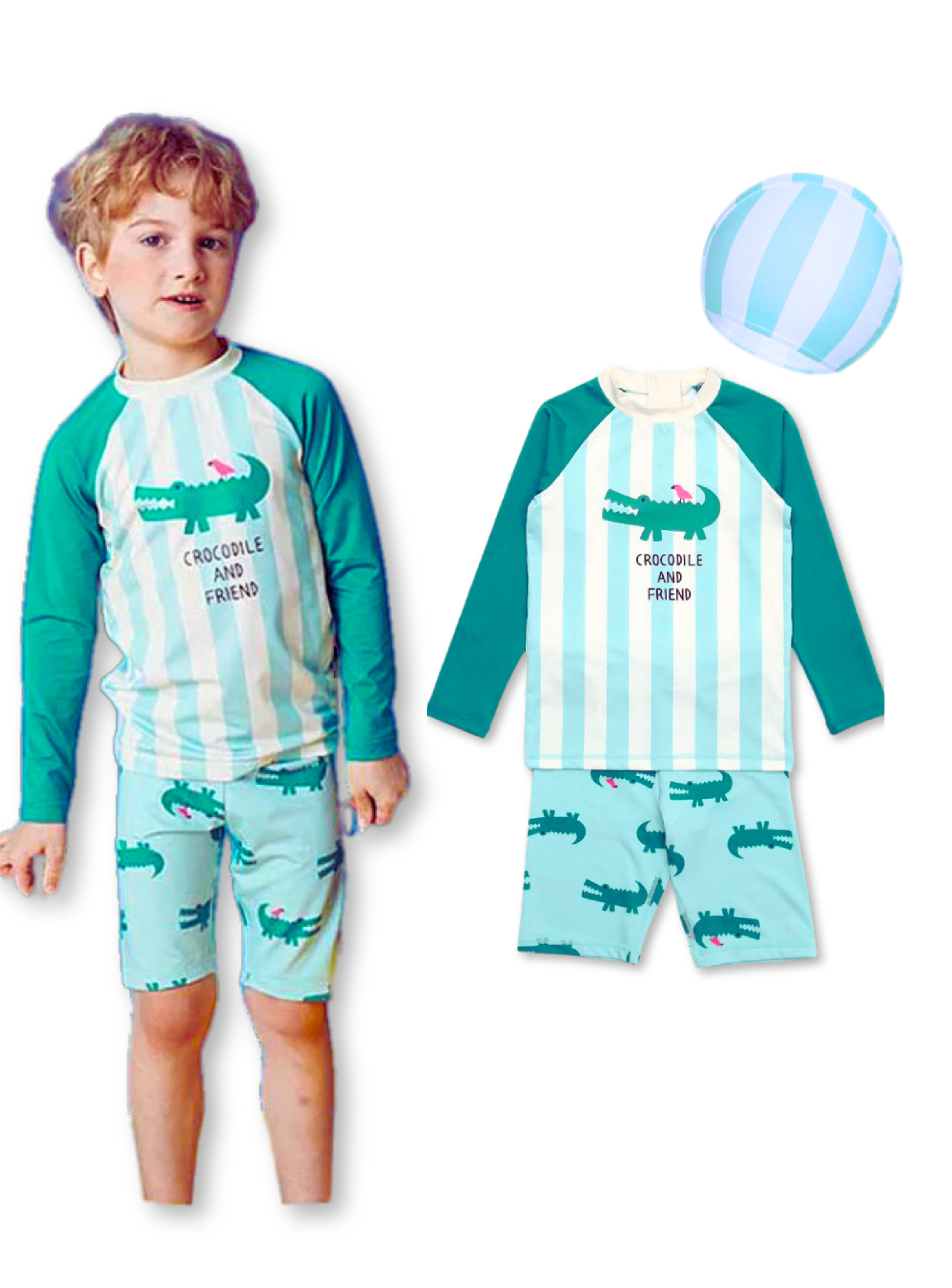 Traje De Baño 3 Piezas Manga Larga Niño Jump Kids Cocodrilo-3