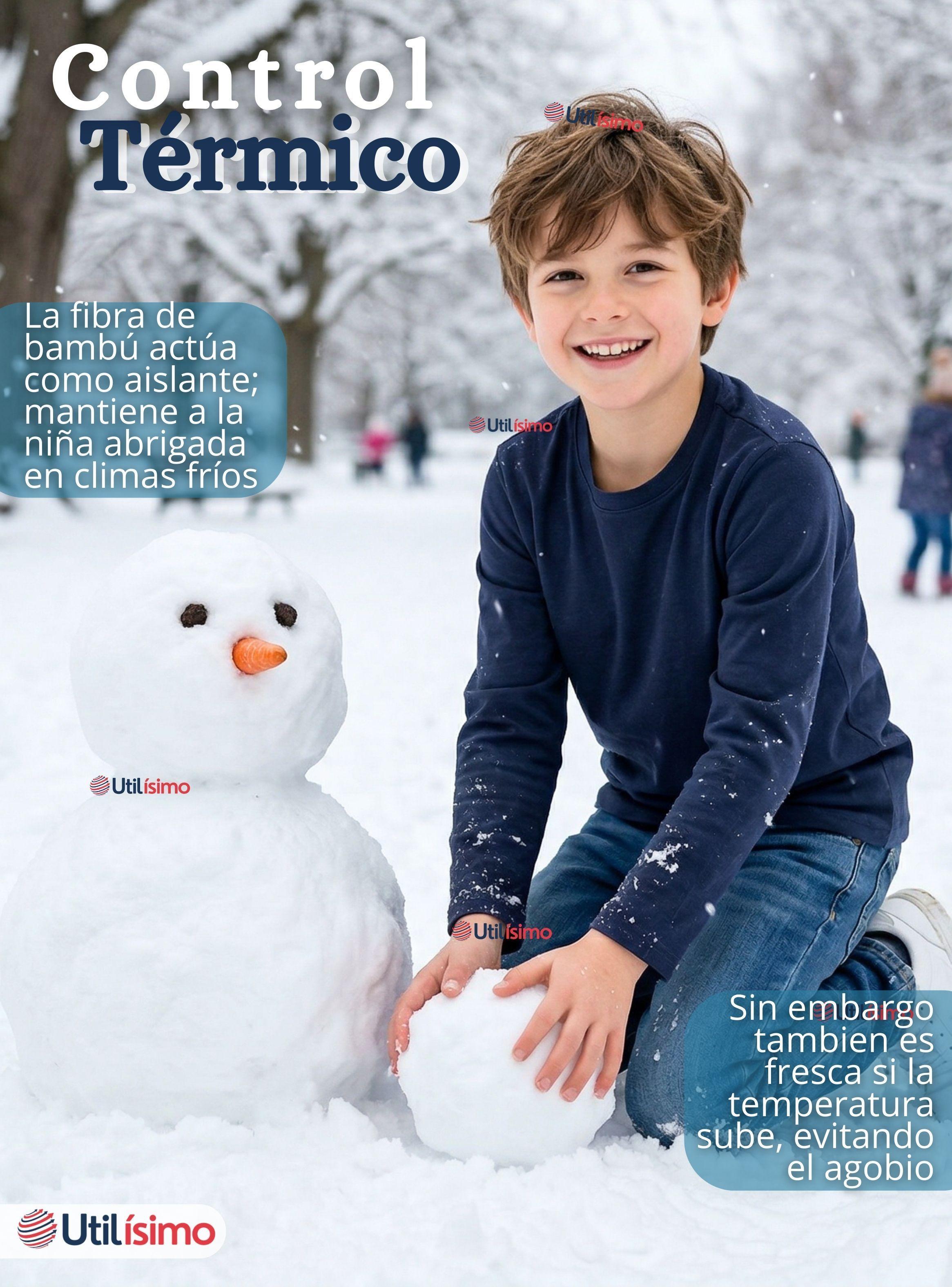 Polera Camiseta Bambú Cuello Redondo Primera Capa Manga Larga Colores Surtidos Para Niños-5