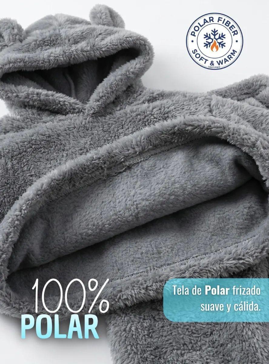 Conjunto 2 Piezas Buzo Polerón Con Capucha Polar de Color Gris-6