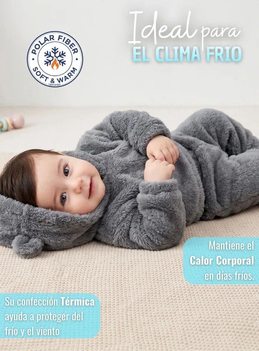 Conjunto 2 Piezas Buzo Polerón Con Capucha Polar de Color Gris-7